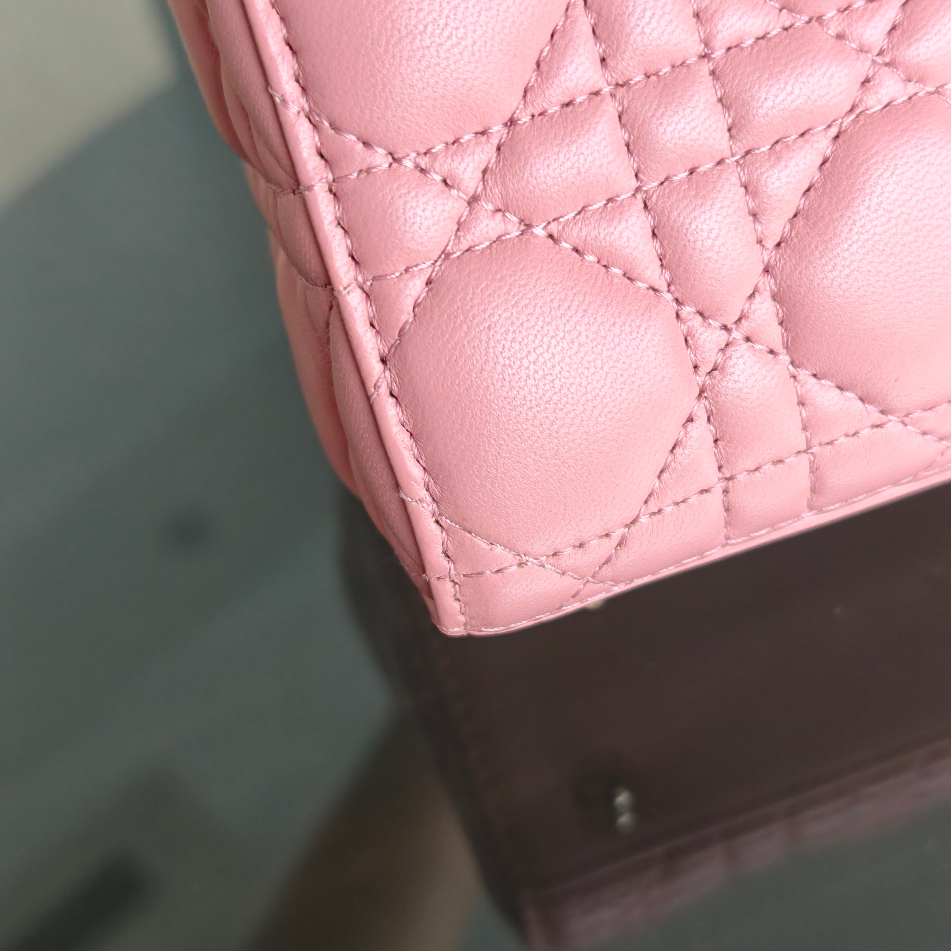 Dior Lady Small Flap - Cannage Lambskin Pink Gold Hardware