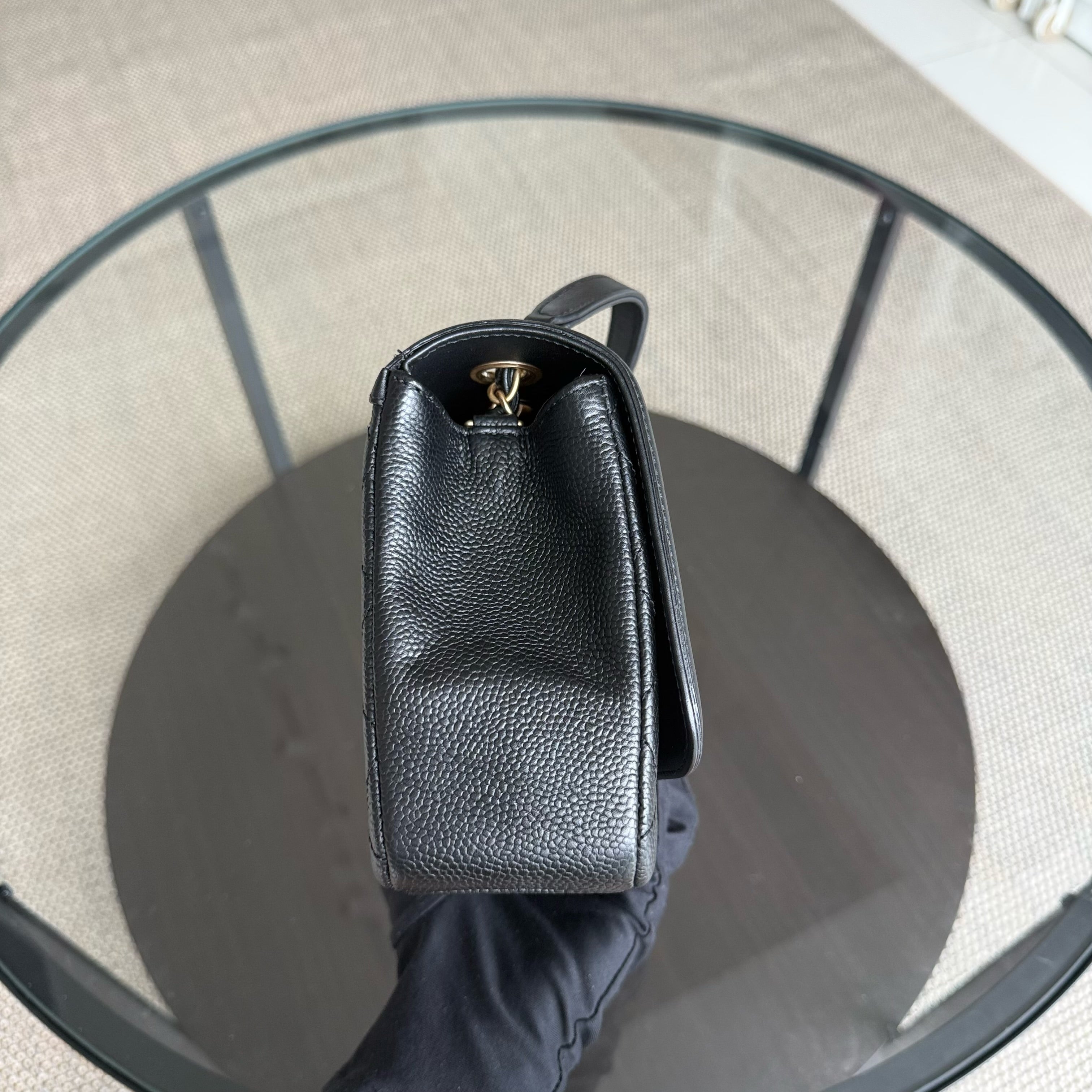 Chanel Filigree CC Medium - 25CM Caviar Quilted Grained Calfskin Black Gold Hardware Series 24