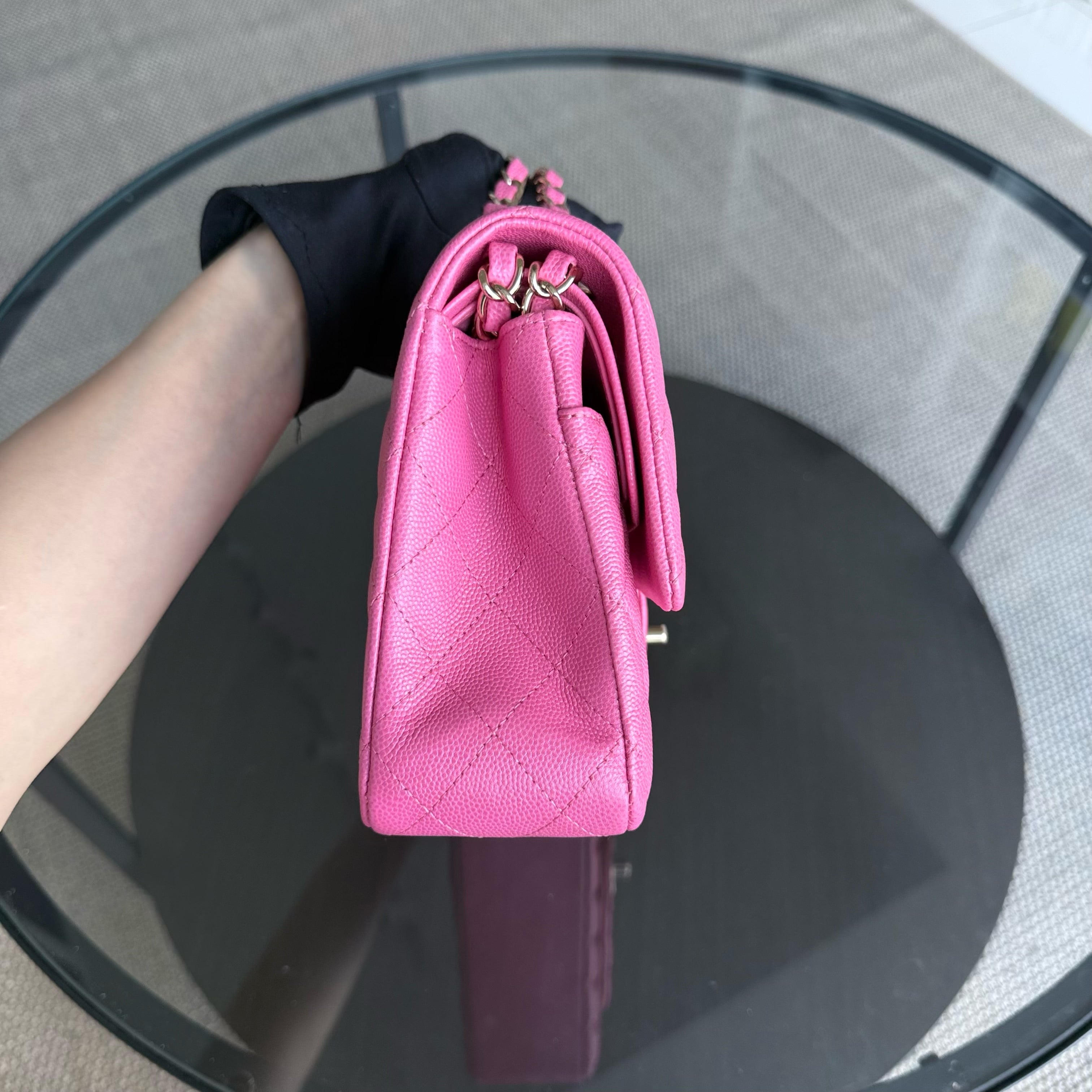 Chanel Classic Flap Medium - Caviar 25CM Quilted Grained Calfskin Barbie Pink Gold Hardware Series 27