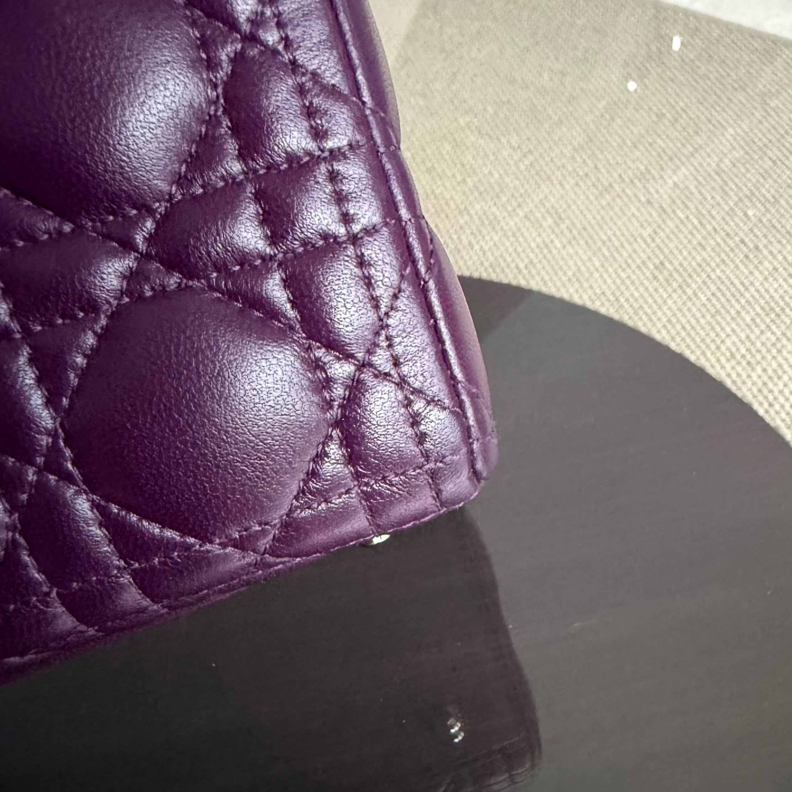 Dior Lady Large - Cannage Lambskin Dark Purple Silver Hardware