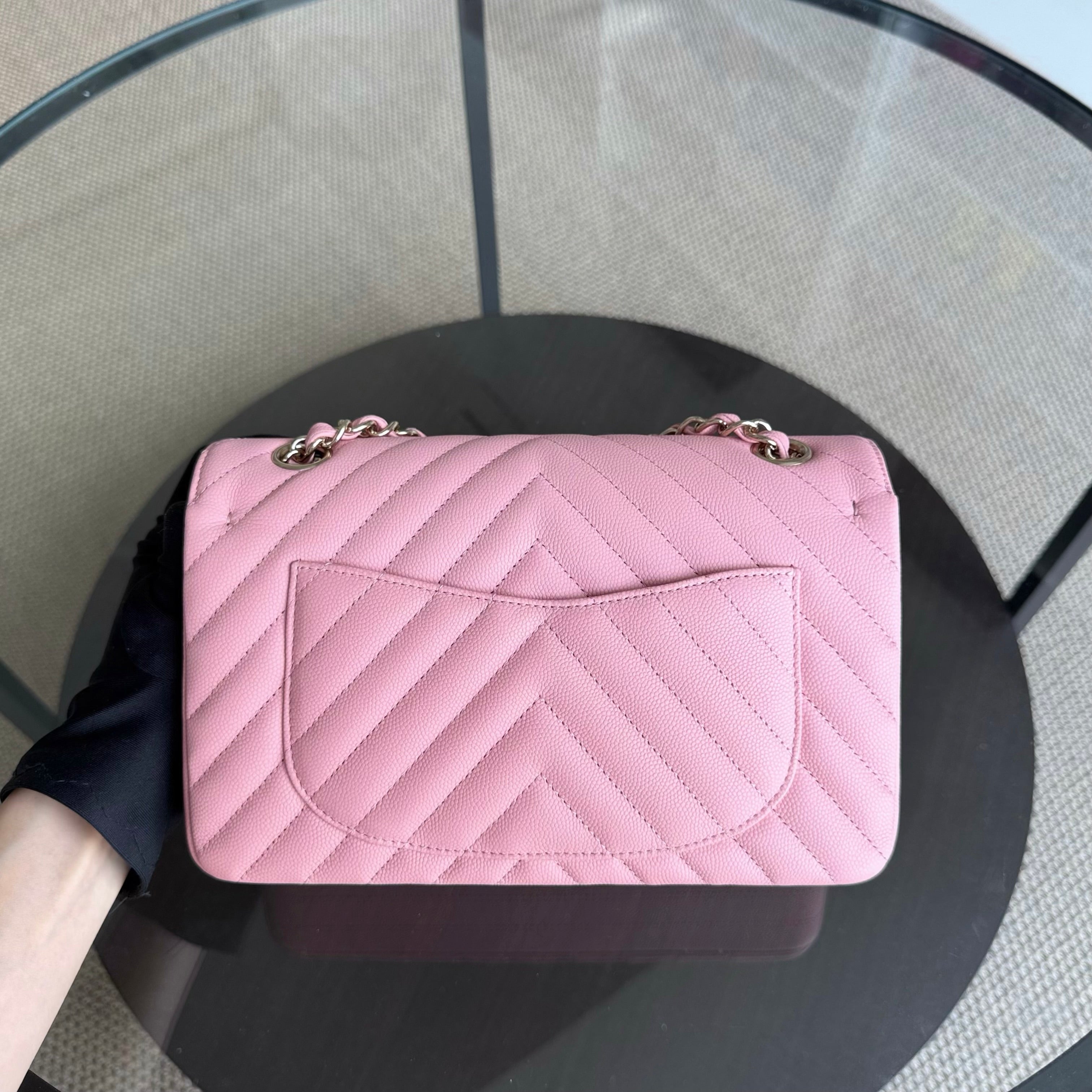 Chanel Classic Flap Small - Caviar 23CM Chevron Light Pink Gold Hardware Series 28