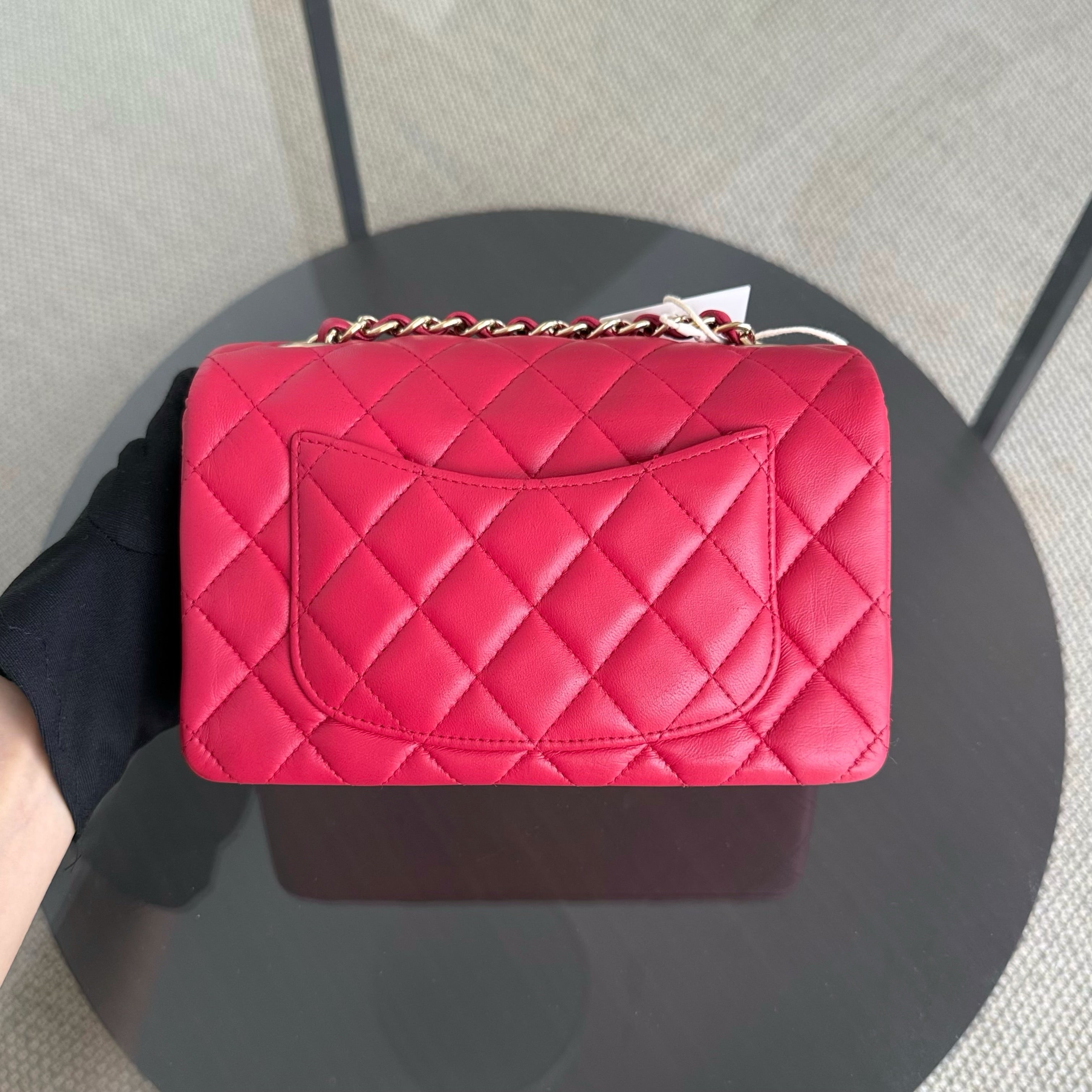 Chanel Mini Rectangle Classic Flap - 20CM Lamskin Quilted Red Gold Hardware Series 21