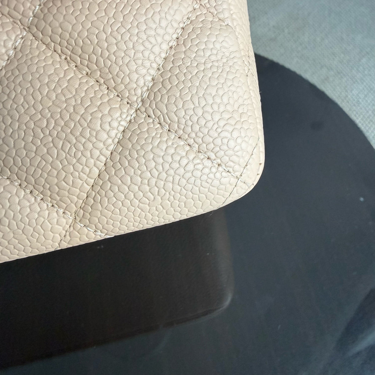Chanel Classic Flap Jumbo - Caviar 30CM Single Flap Quilted Beige Gold Hardware Series 12