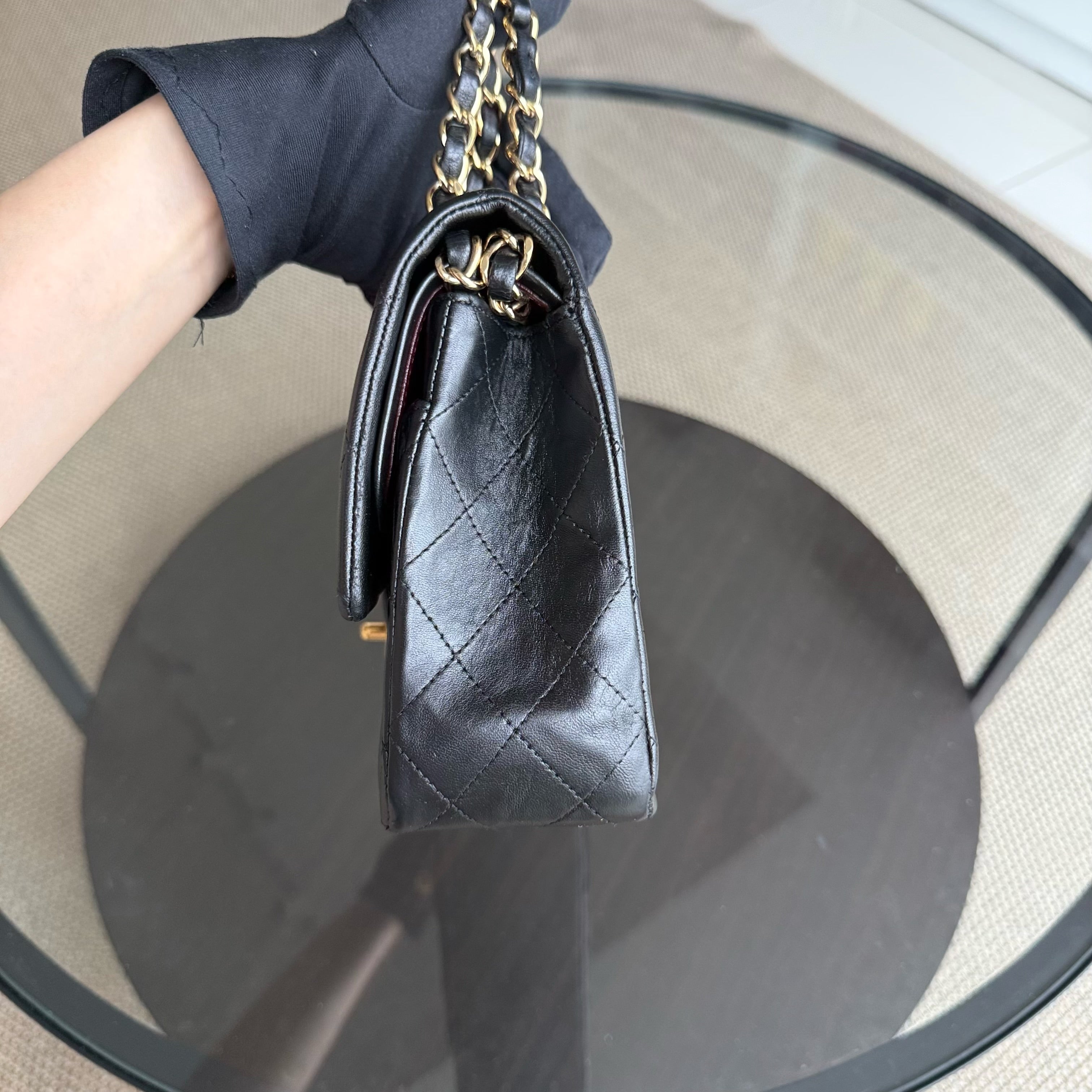 Chanel Classic Flap Medium - 25CM Quilted Lambskin Black Gold Hardware Series 13