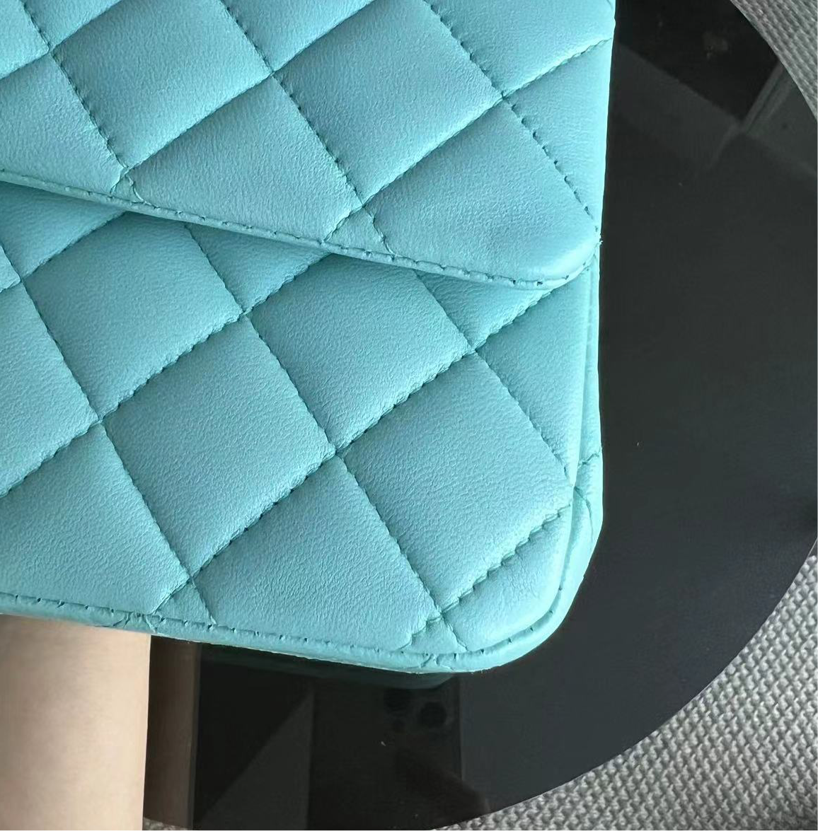 *Series 27* Double Flap Quilted Lambskin Tiffany Blue Silver Hardware Series 27