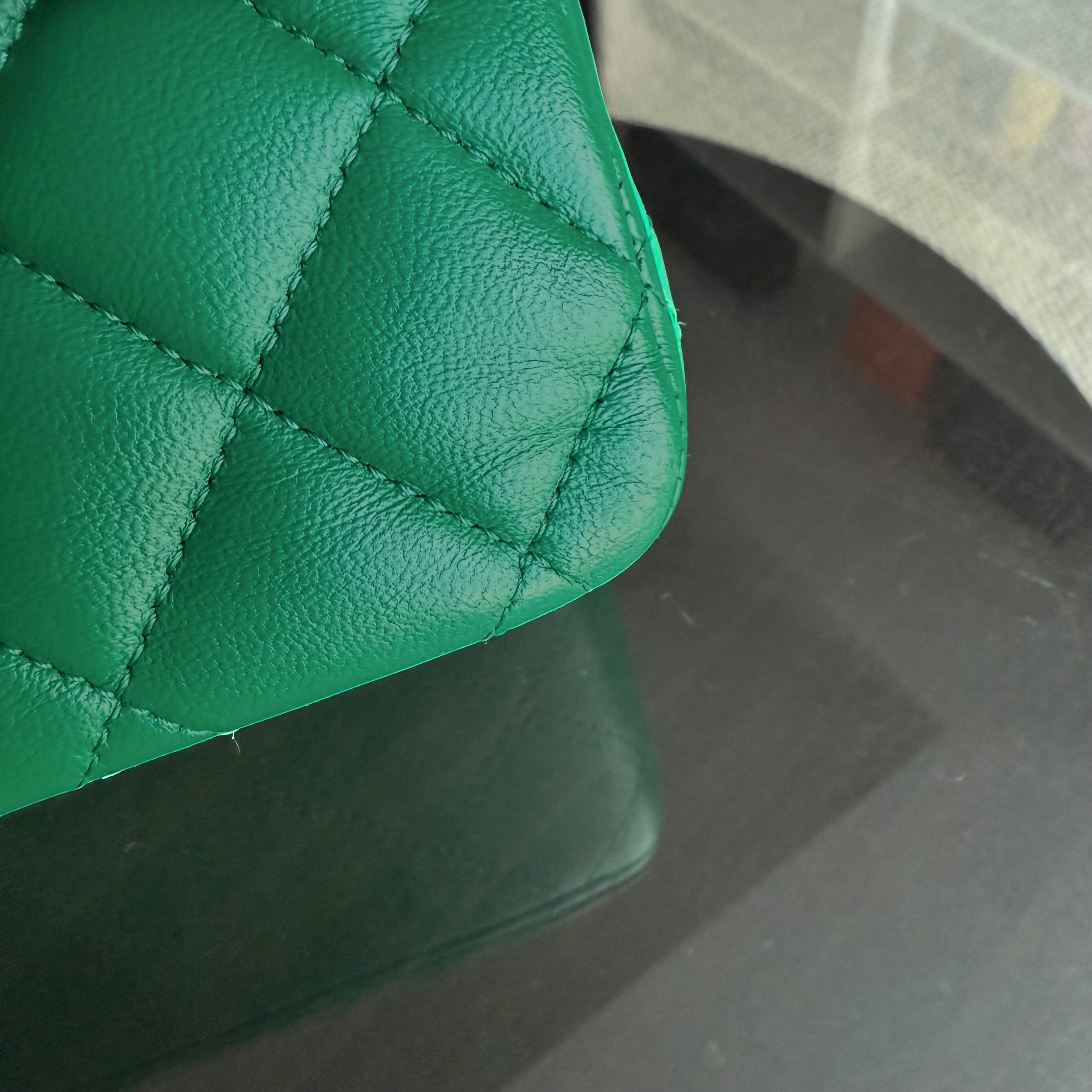 Chanel Classic Flap Medium - 25CM Quilted Lambskin Dark Green Silver Hardware Series 23