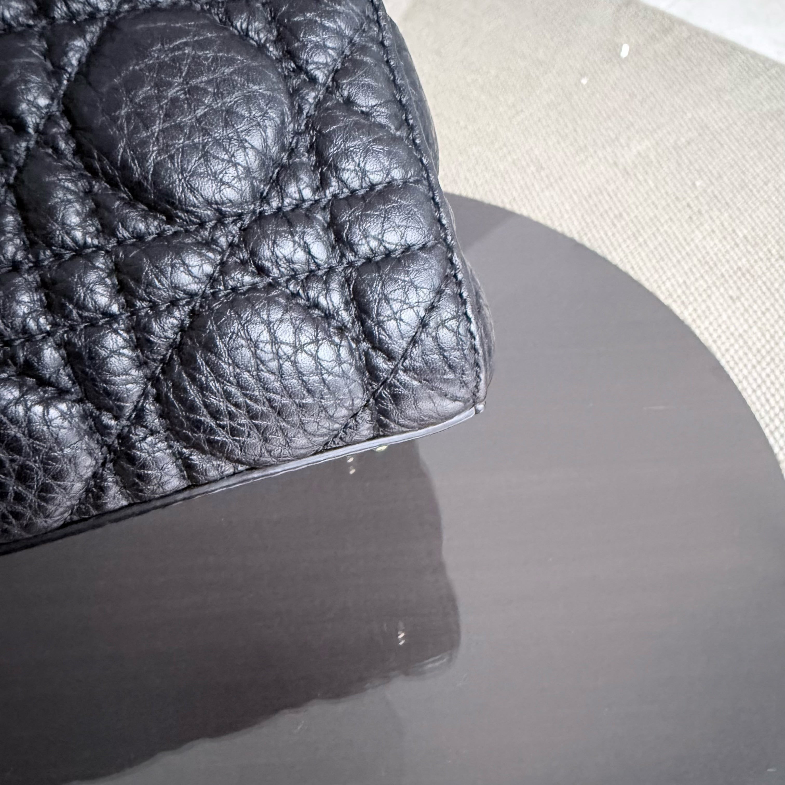 Dior Lady Medium Flap - Cannage Calfskin Black Gold Hardware No Strap