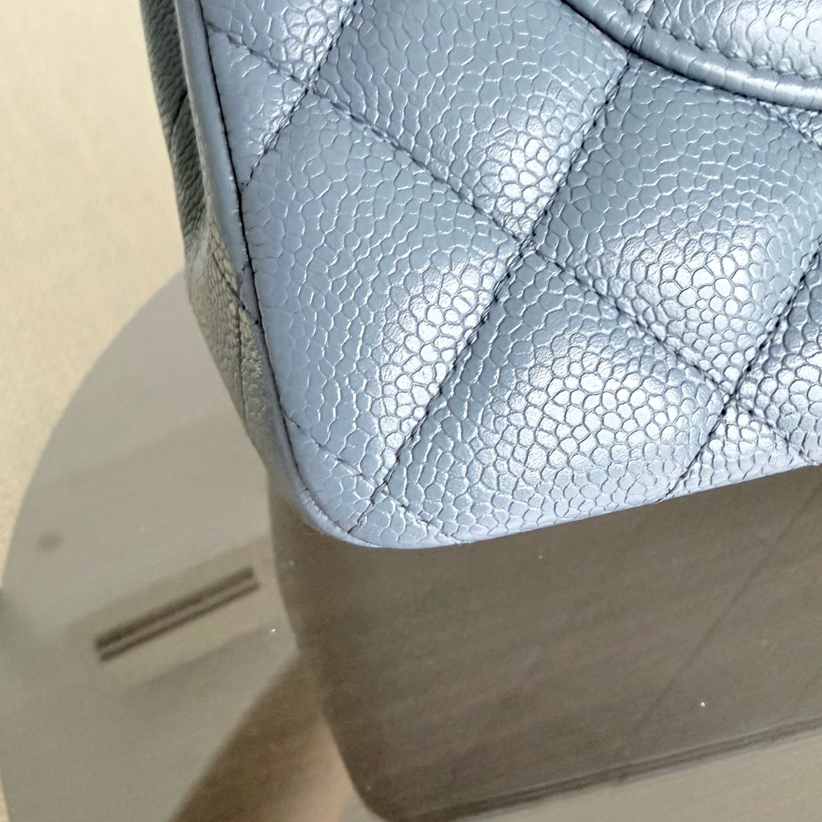 Chanel Classic Flap Jumbo - Double Flap 30CM Quilted Caviar Blue Silver Hardware Series 19