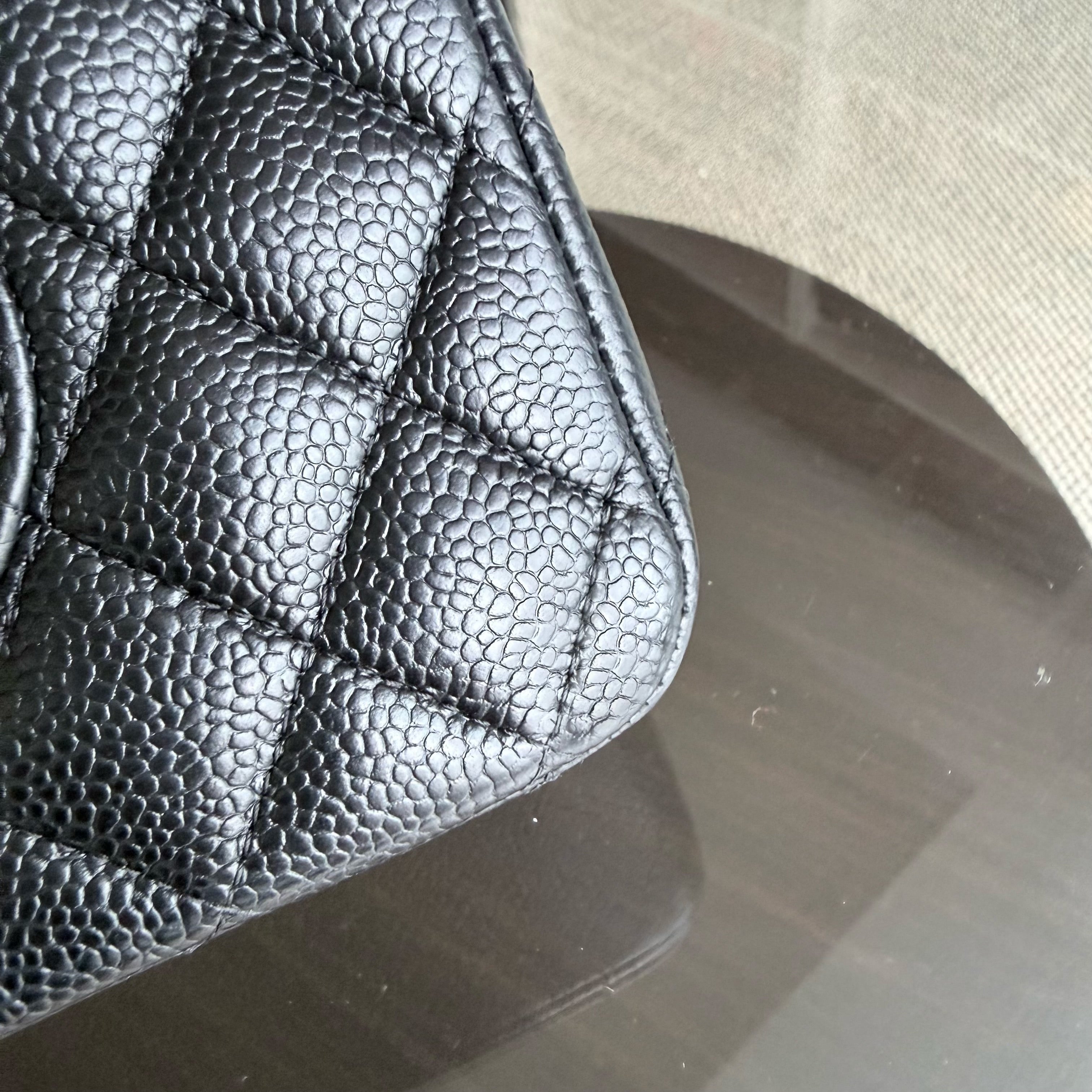 Chanel Classic Flap Medium - Caviar 25CM Quilted Black Silver Hardware Series 25