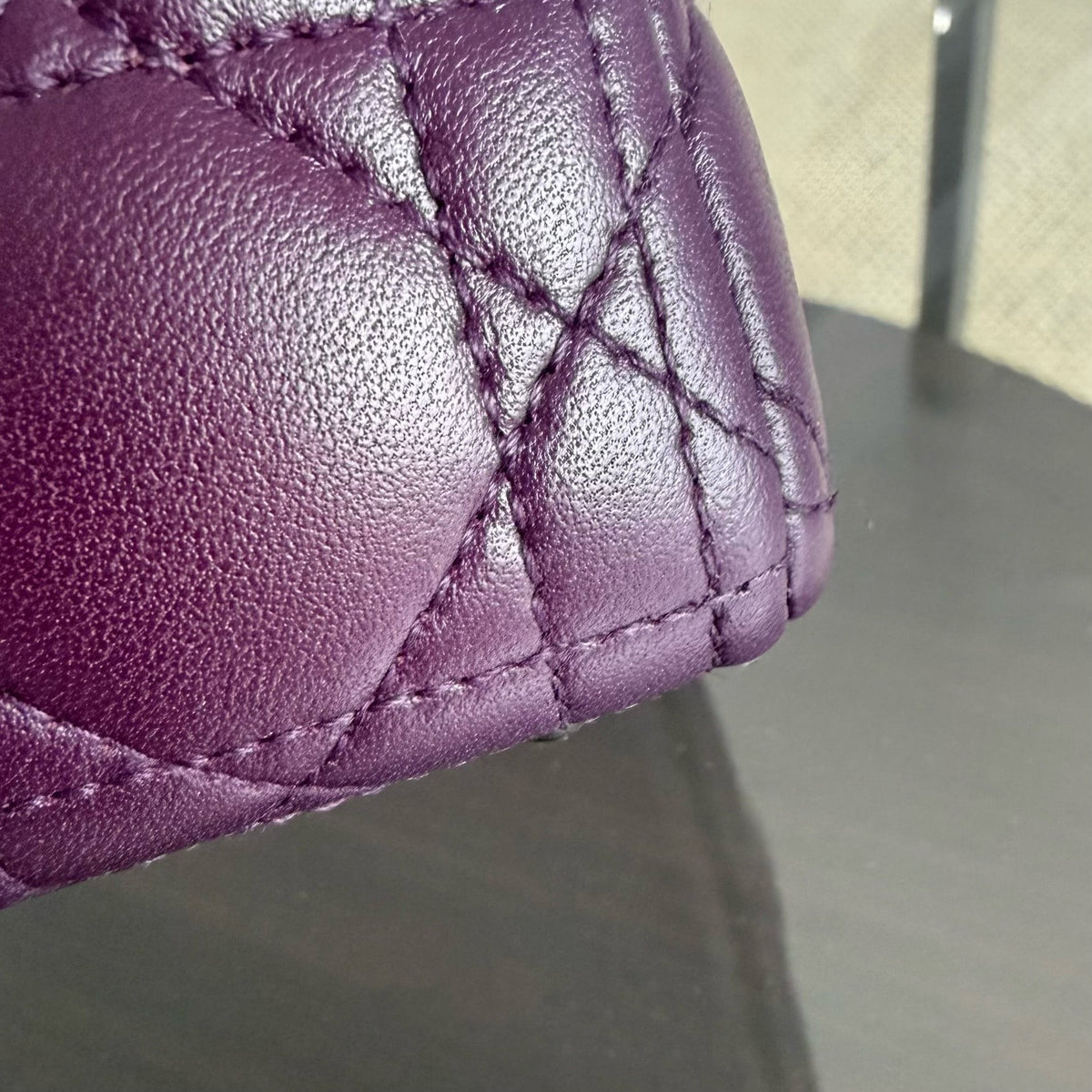 Dior Lady Large - Cannage Lambskin Dark Purple Silver Hardware