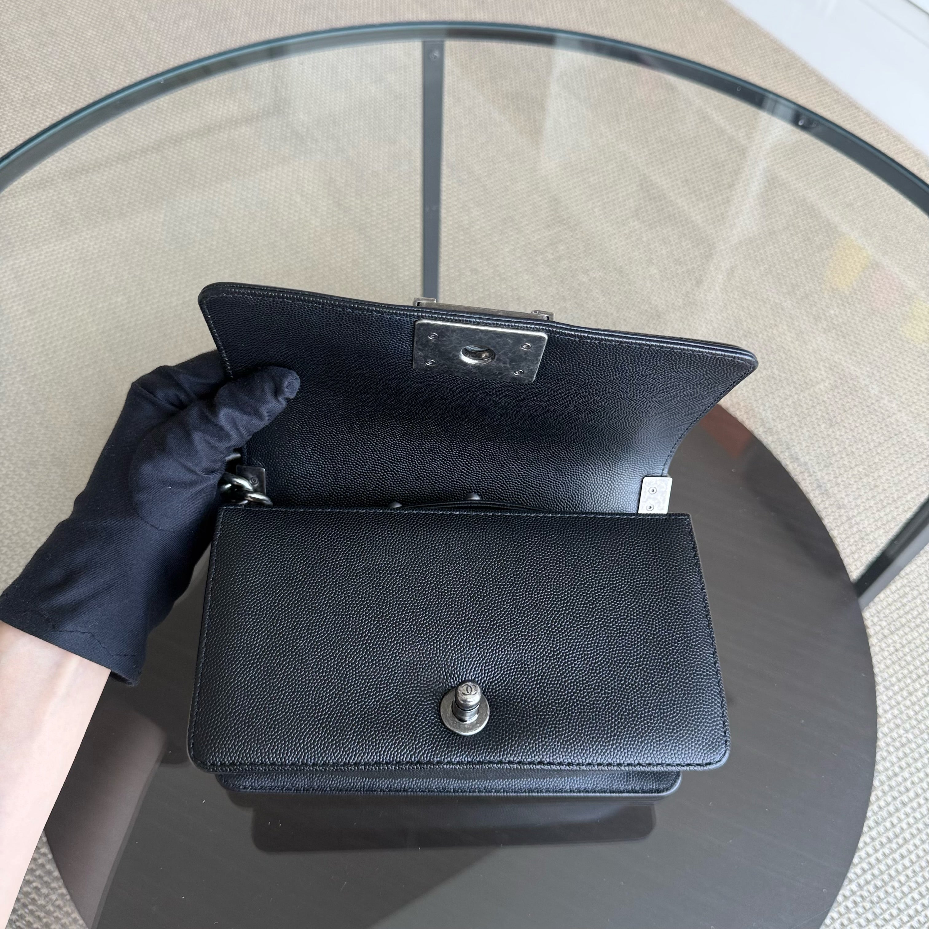 Chanel Boy Small - Caviar Quilted Grained Calfskin Black Ruthenium Silver Hardware Series 30
