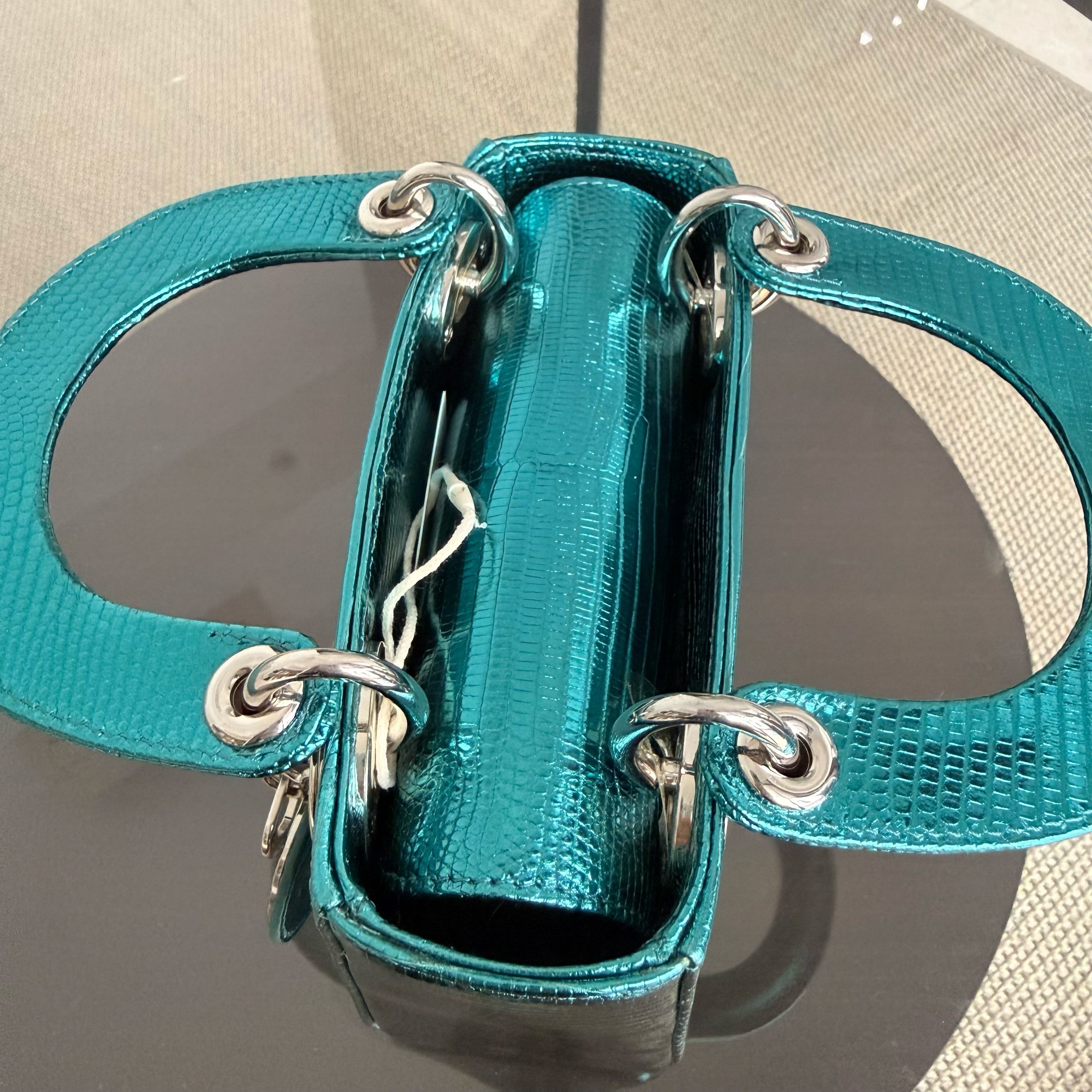 Dior Lady Mini - Exotic Lizard Green Silver Hardware