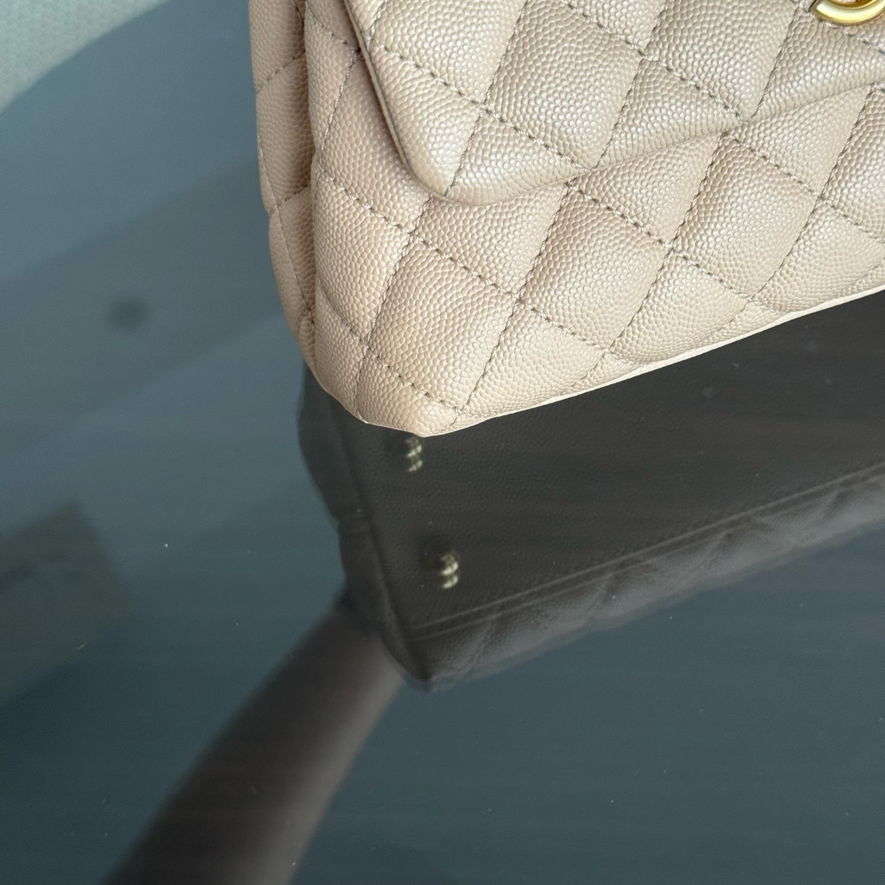 Chanel Coco Handle Small - Caviar Quilted Beige Lizard Handle Gold Hardware Series 24
