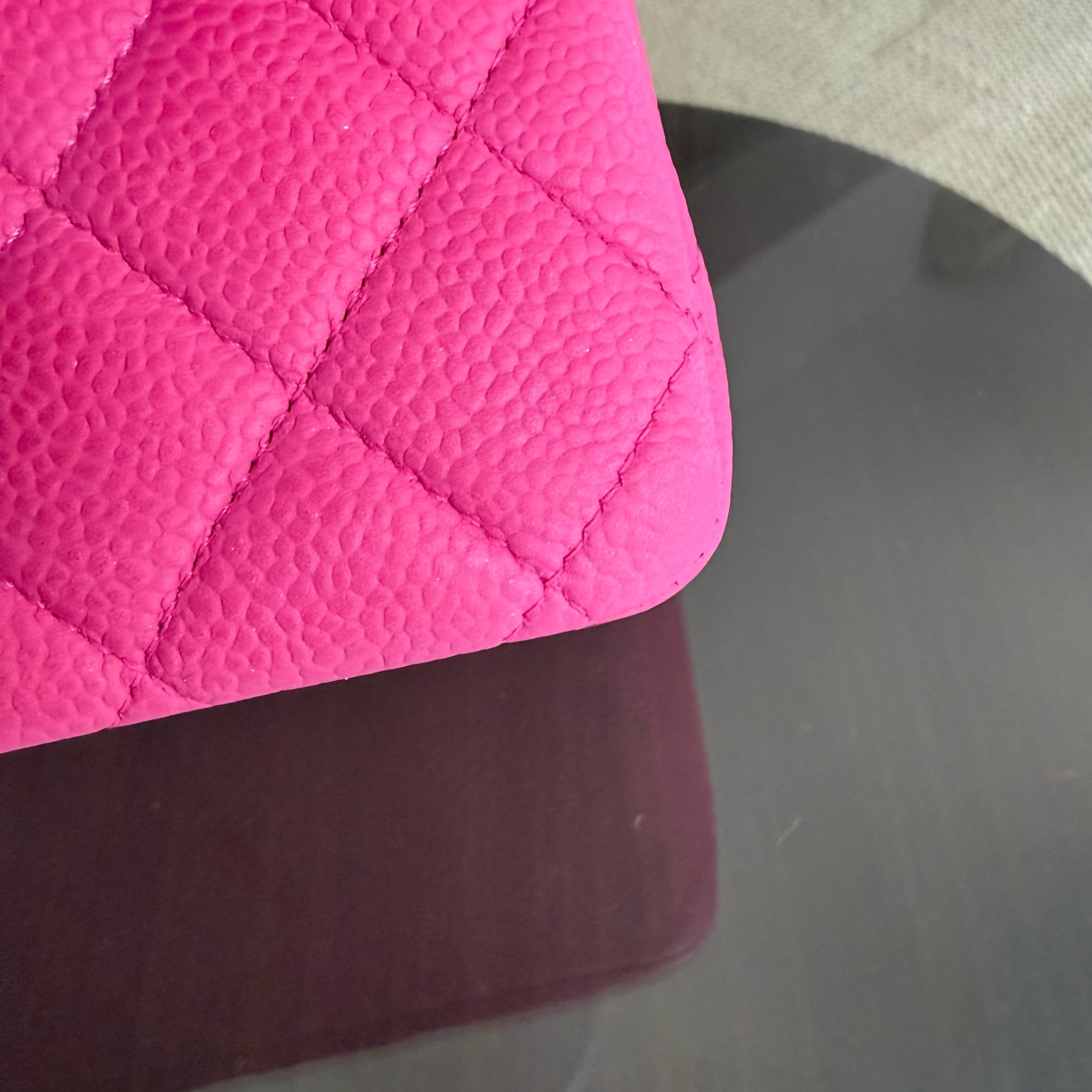 Chanel Classic Flap Medium - 25CM Quilted Caviar Pink Silver Hardware Series 18