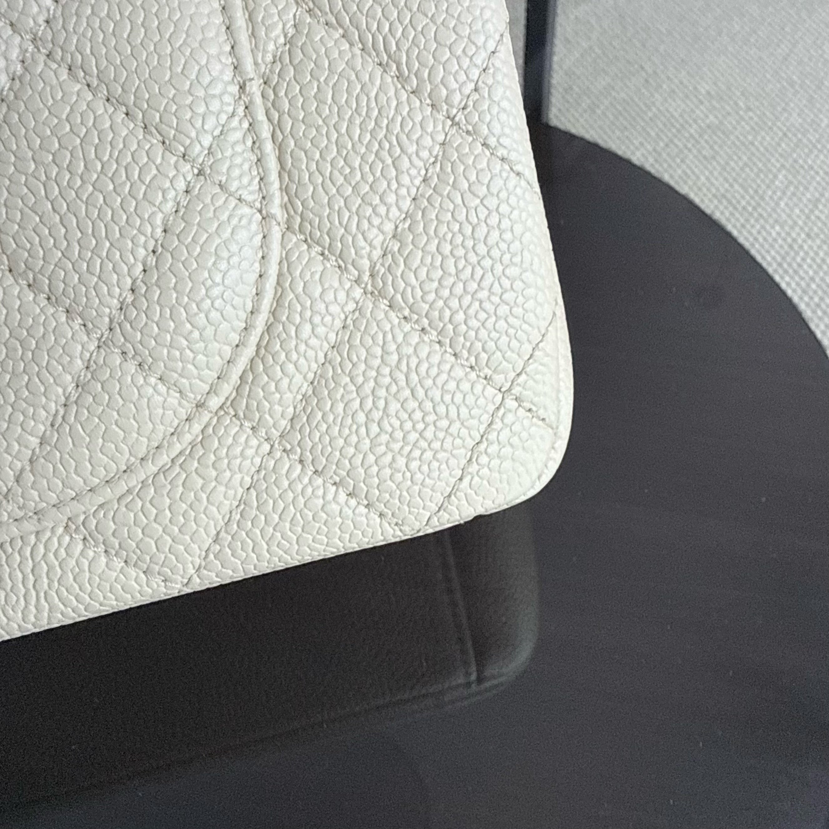 Chanel Filigree CC Medium - 25CM Caviar Quilted Ivory Light Beige Gold Hardware Series 22