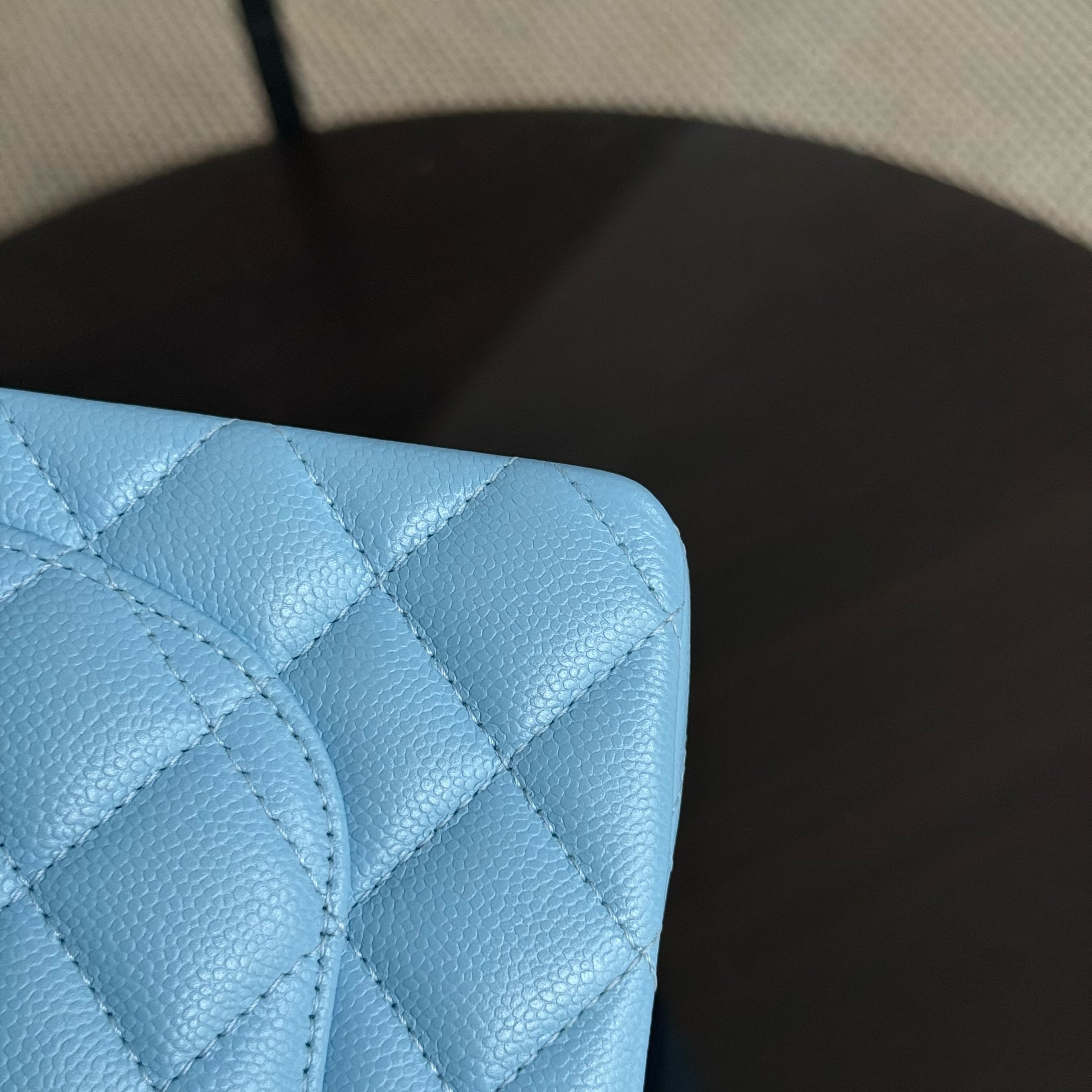 Chanel Classic Flap Small - Caviar 23CM Quilted Baby Blue Light Gold Hardware Microchip