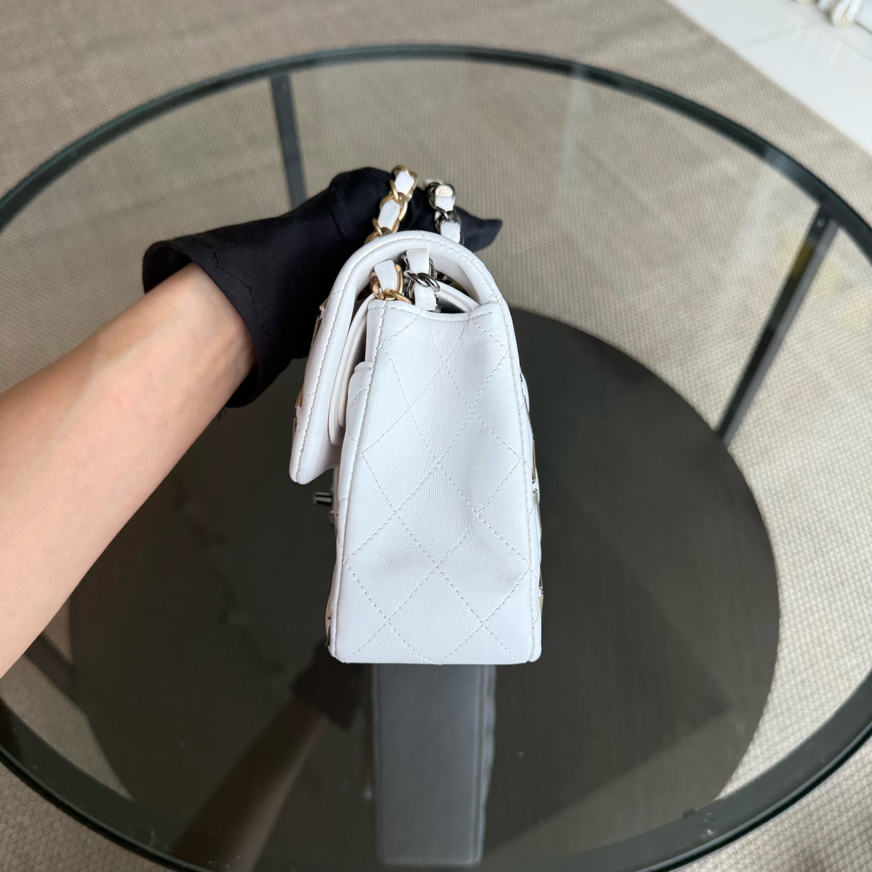 Chanel Classic Flap Small - Lambskin 23CM White Limited Edition Gold Hardware