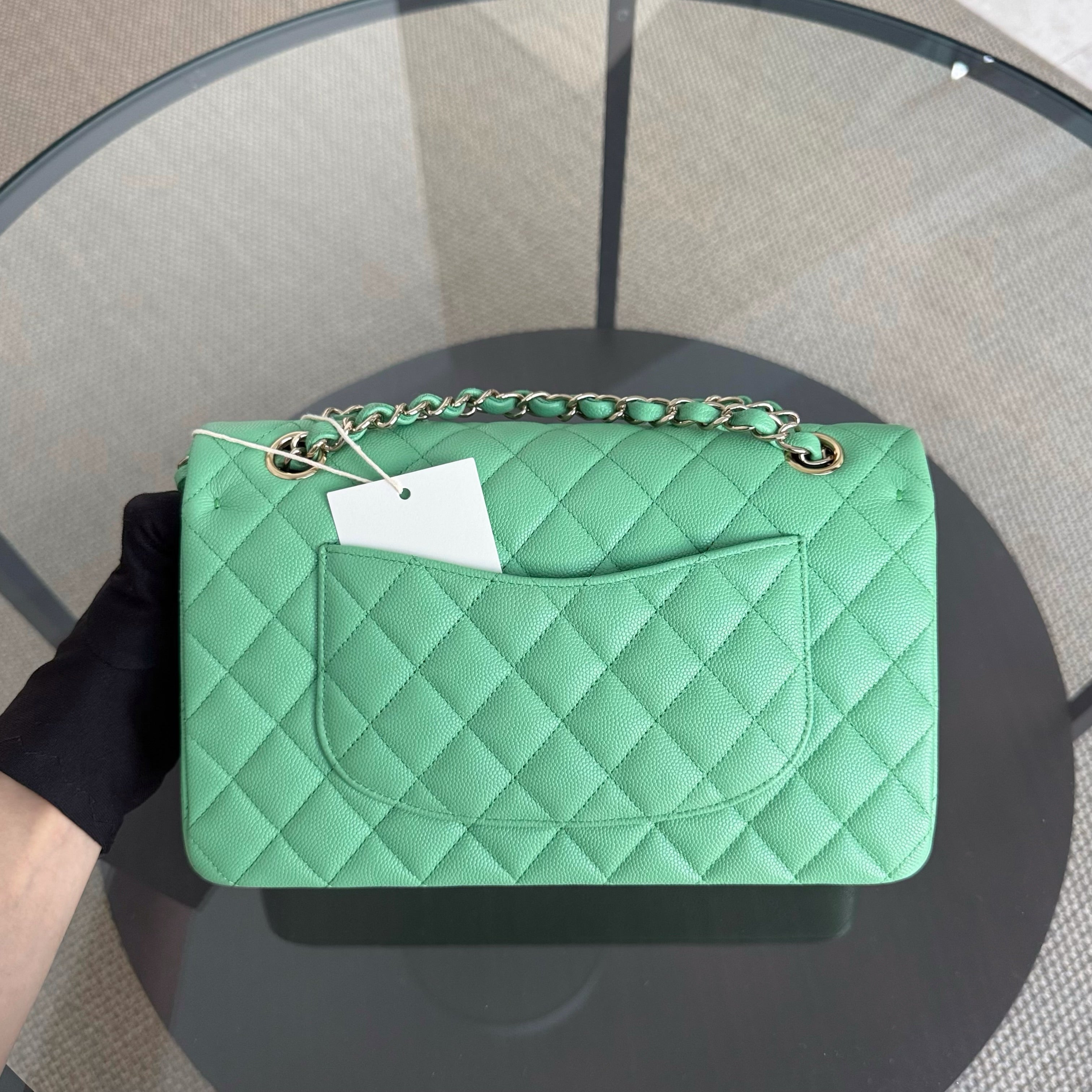 Chanel Classic Flap Medium - 25CM Quilted Caviar Green Gold Hardware Series 31
