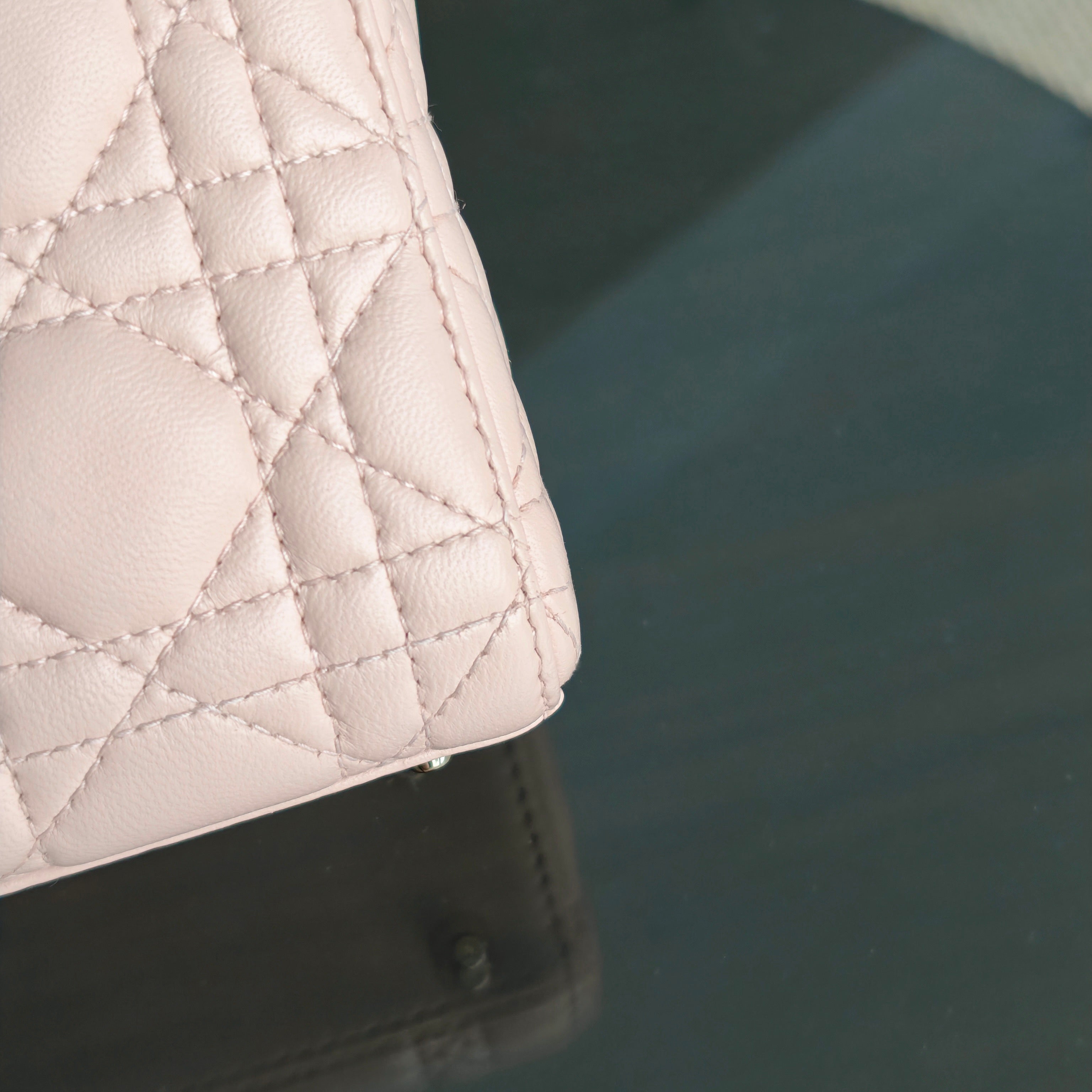 Dior Lady Mini - Cannage Lambskin Light Pink Gold Hardware Adjustable Strap