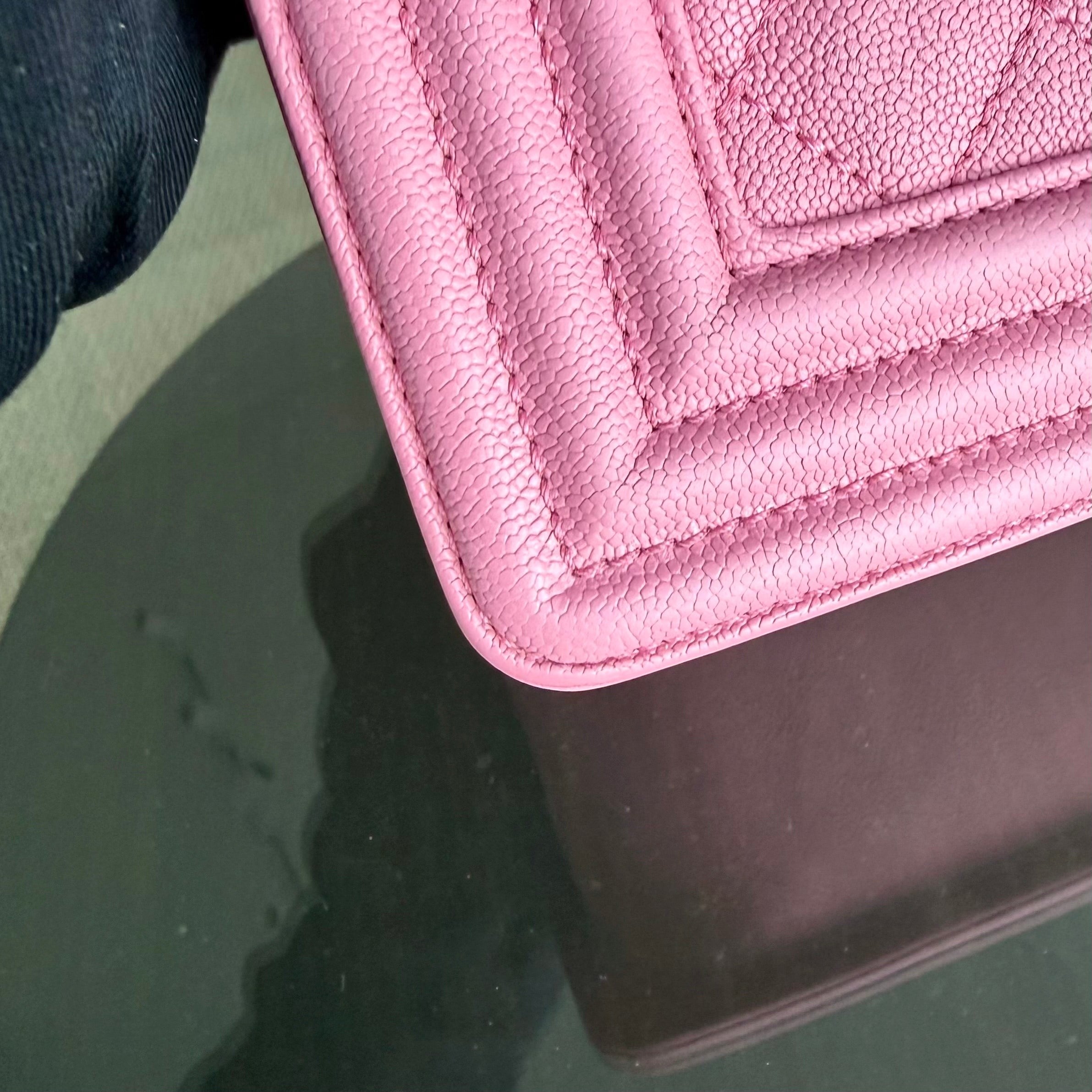Chanel Boy Medium - 25CM Quilted Caviar Barbie Pink Gold Hardware Series 30