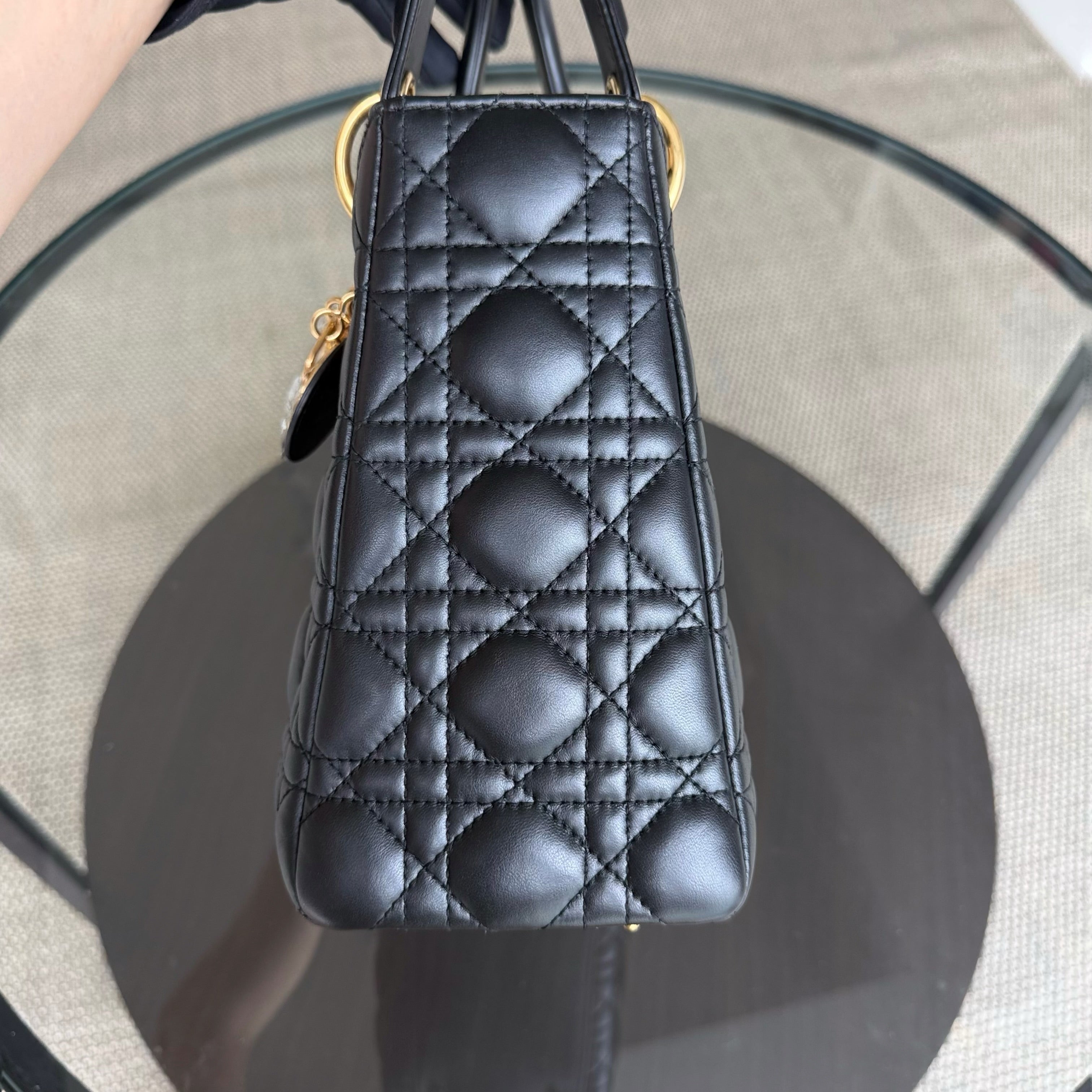 Dior Lady Medium - Canange Lambskin Black Gold Hardware