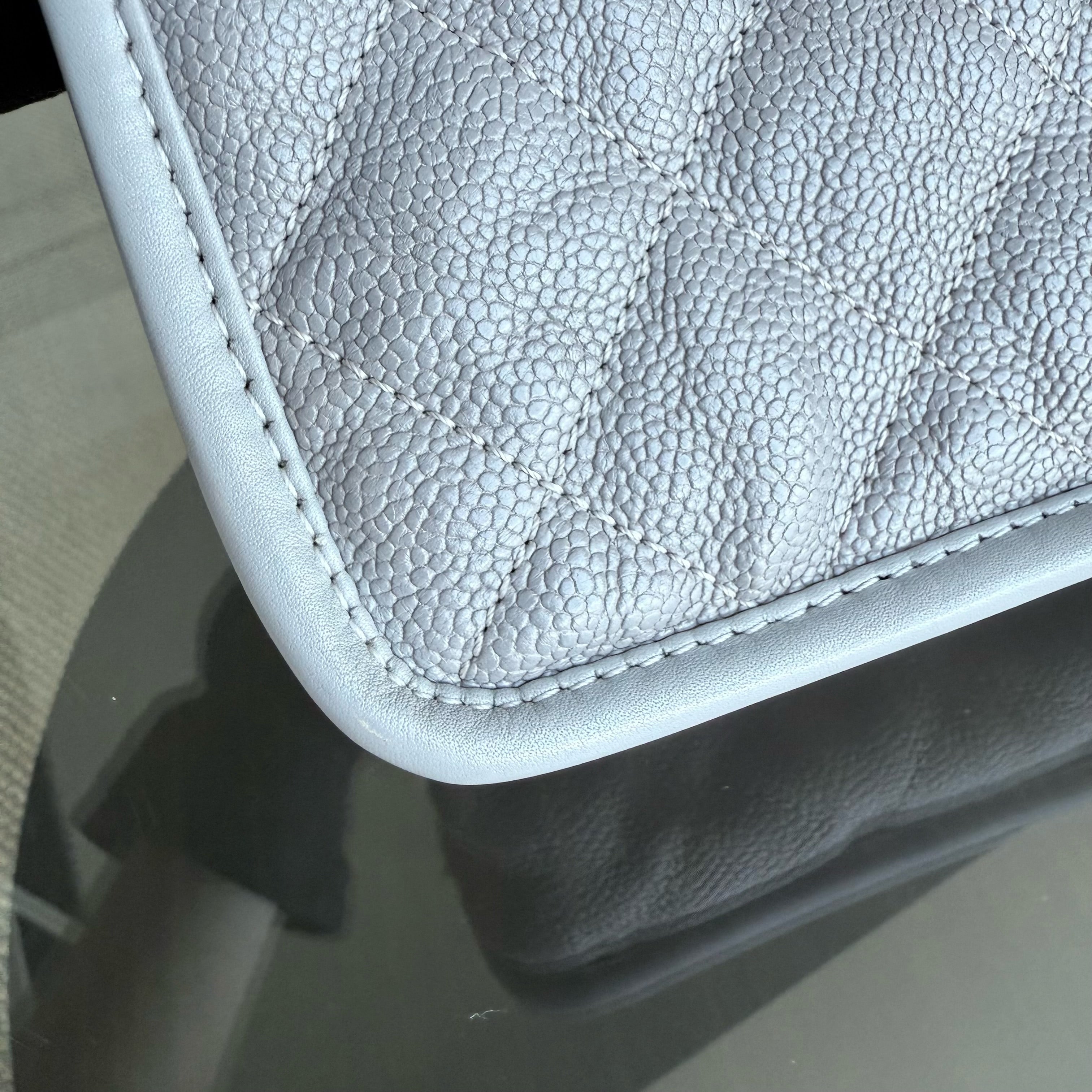 French Riviera - Caviar Quilted Grained Calfskin Grey Gray Silver Hardware Series 19
