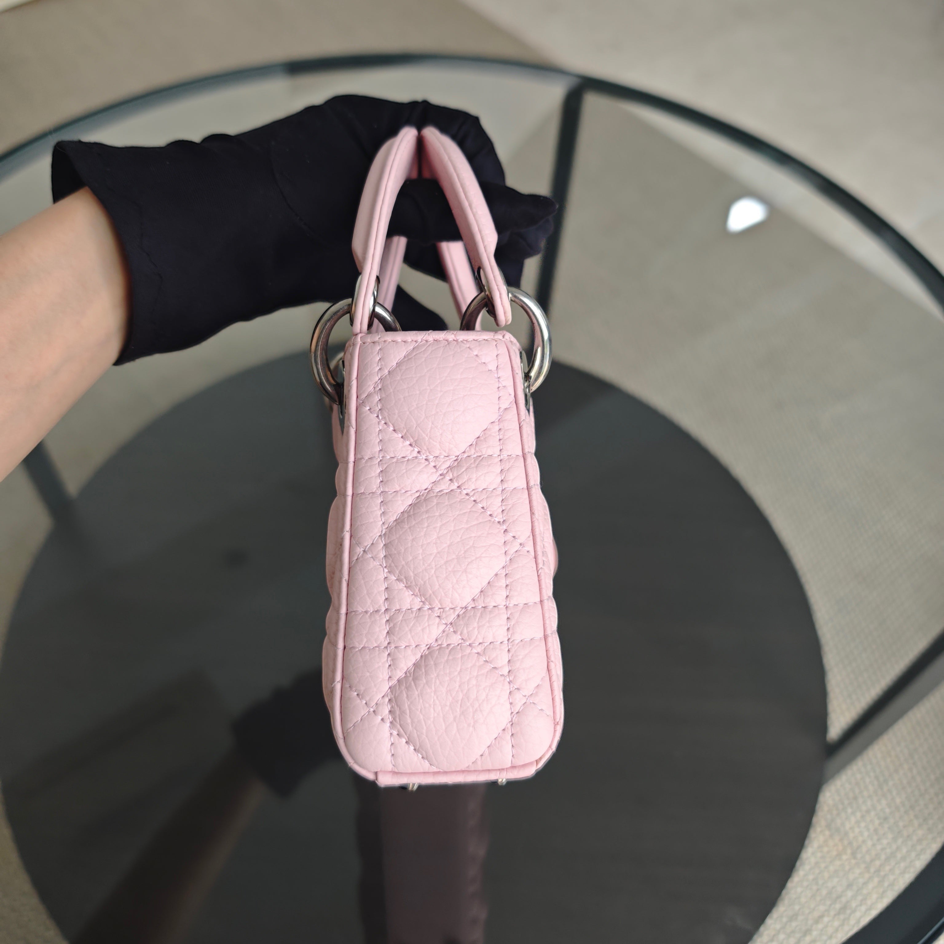 Dior Lady Micro - Cannage Caviar Light Pink Pink Hardware Adjustable Strap