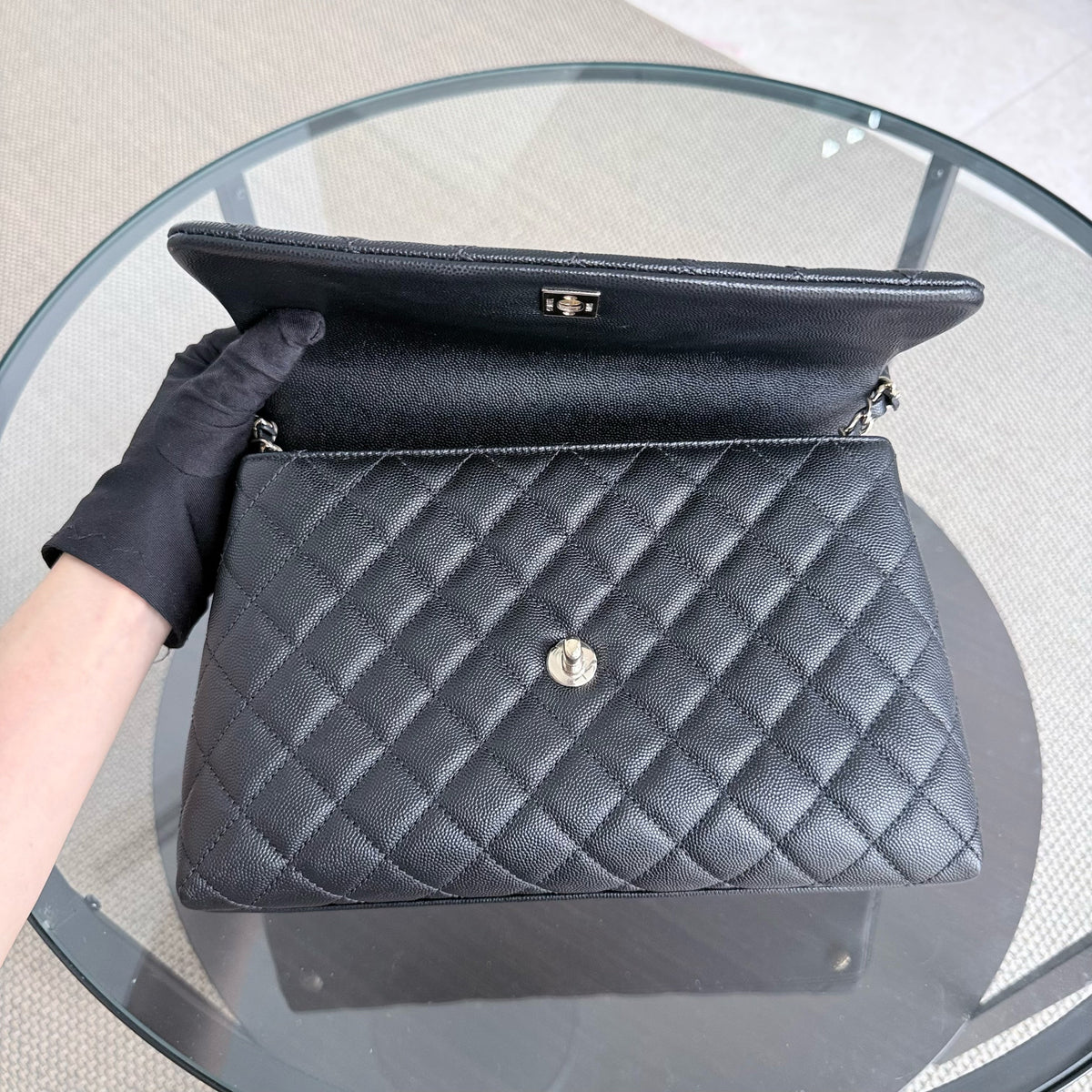 Chanel Coco Handle Medium - Caviar 29CM Quilted Black Gold Hardware Series 31