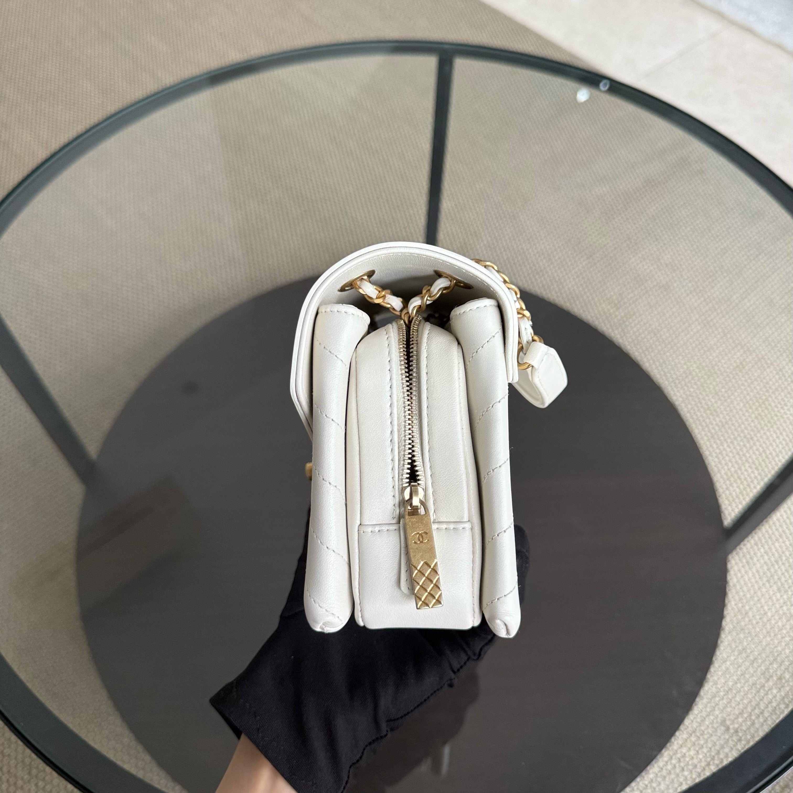 Chanel Coco Chevron Bag - Calfskin White Gold Hardware Series 25