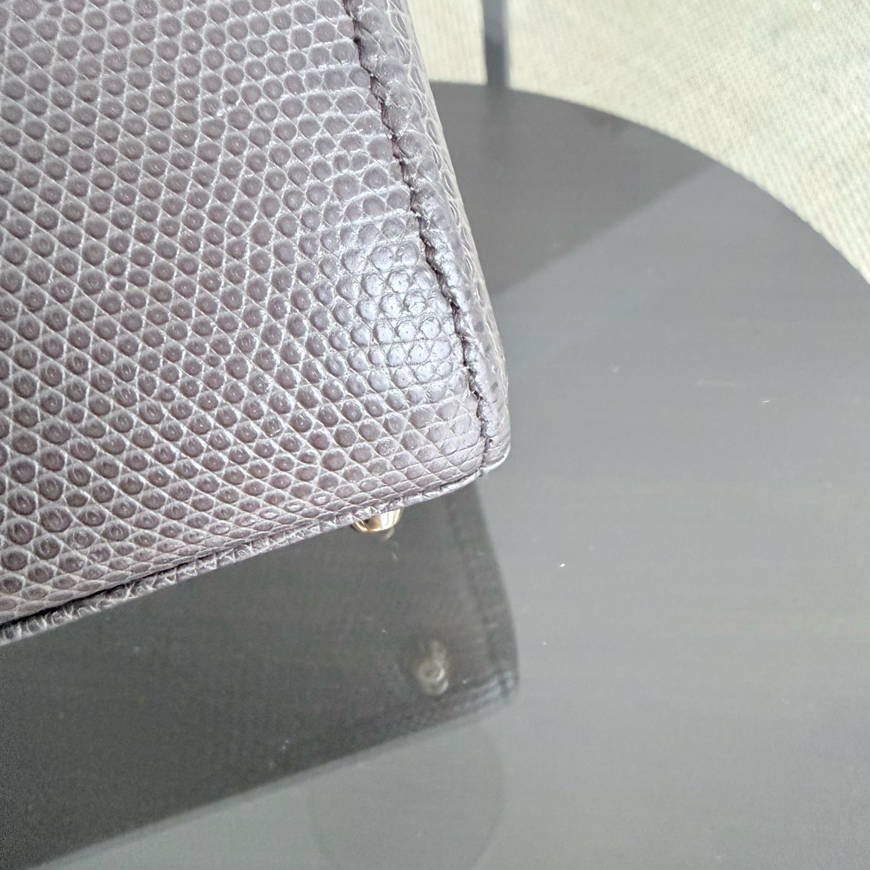 Dior Lady Mini - Exotic Lizard Dark Gray Grey color Gold Hardware