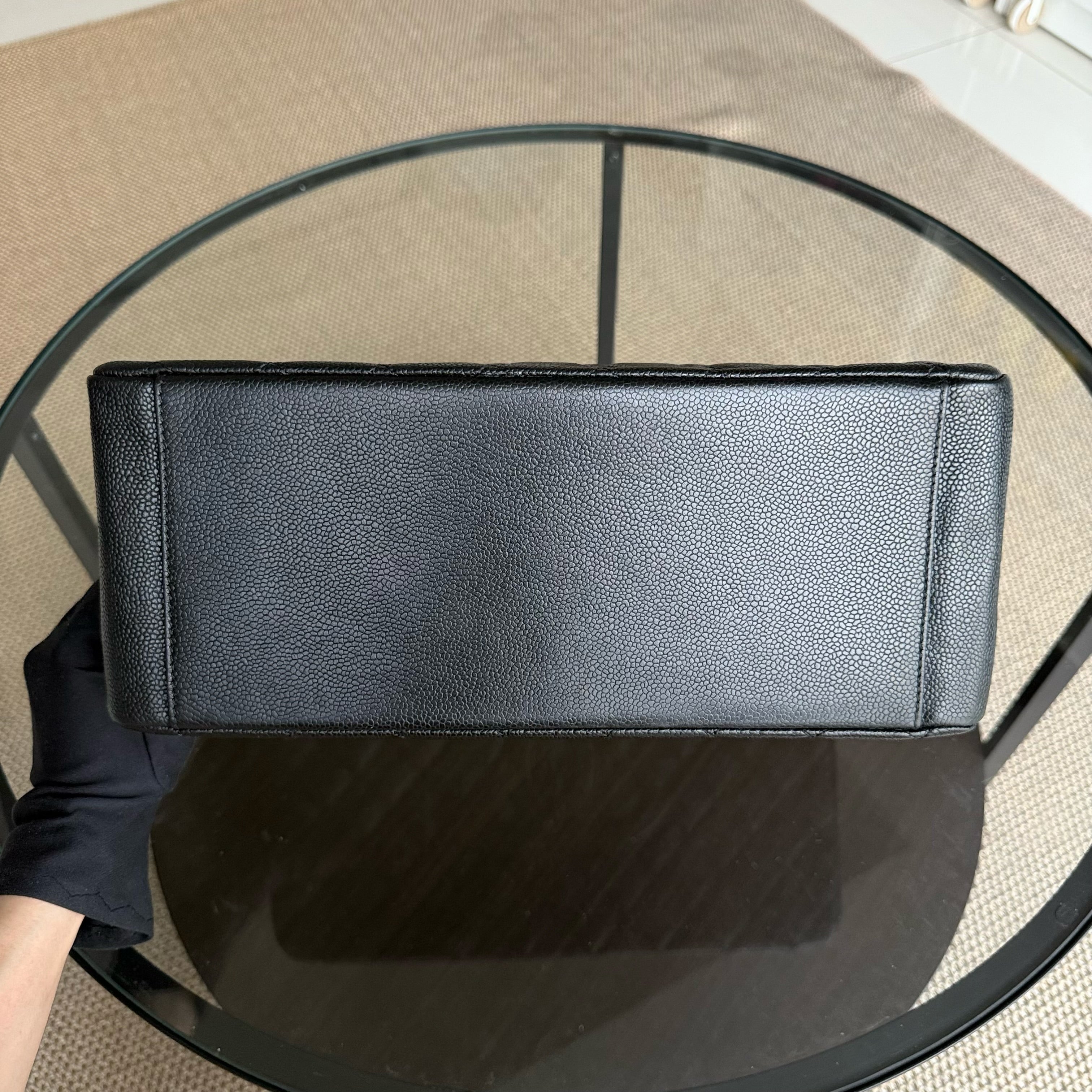 Chanel GST Grand Shopping Tote - Caviar Quilted Grained Calfskin Black Silver Hardware 13