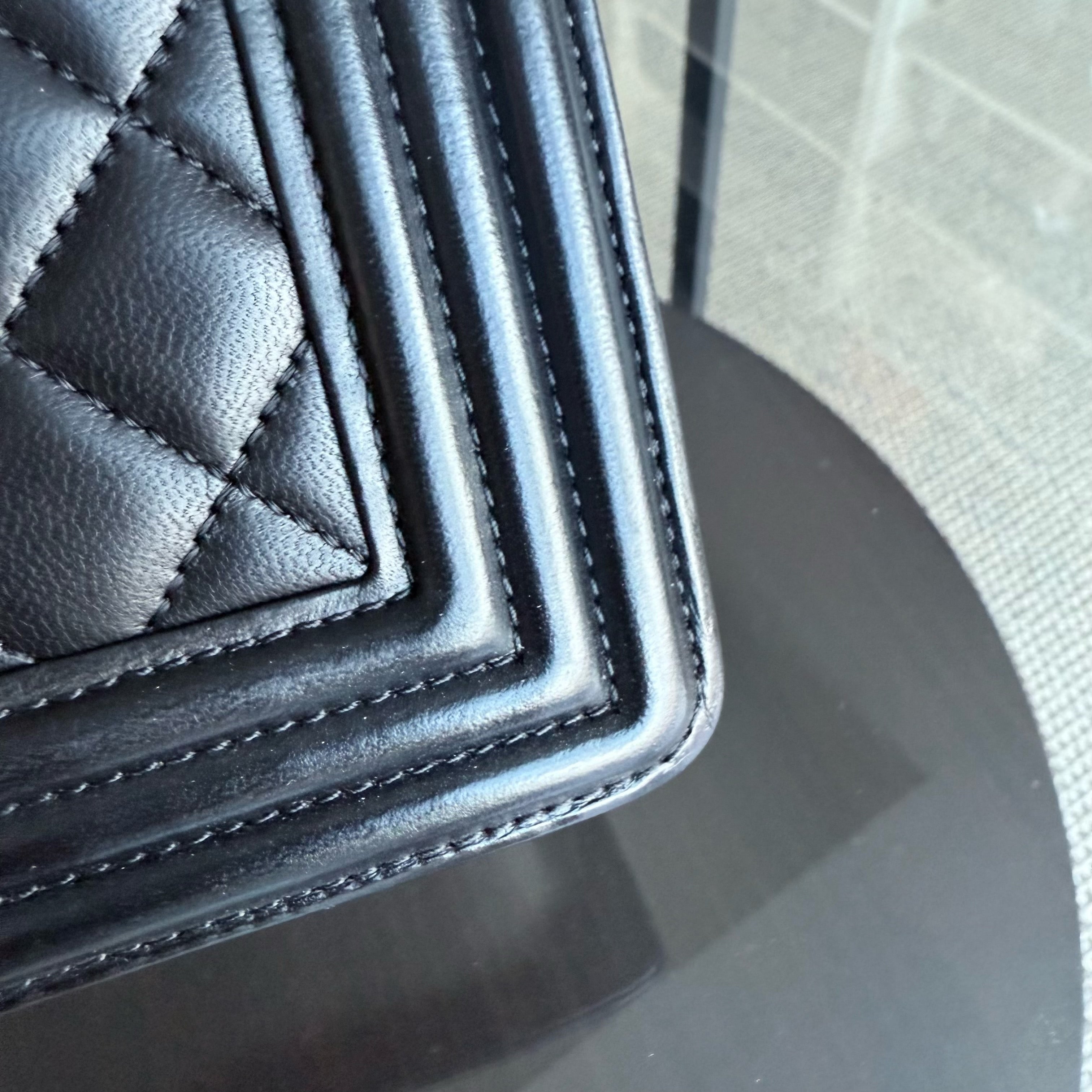 Chanel Boy Large - 30CM Quilted Lambskin Large Black Gold Hardware Series 21