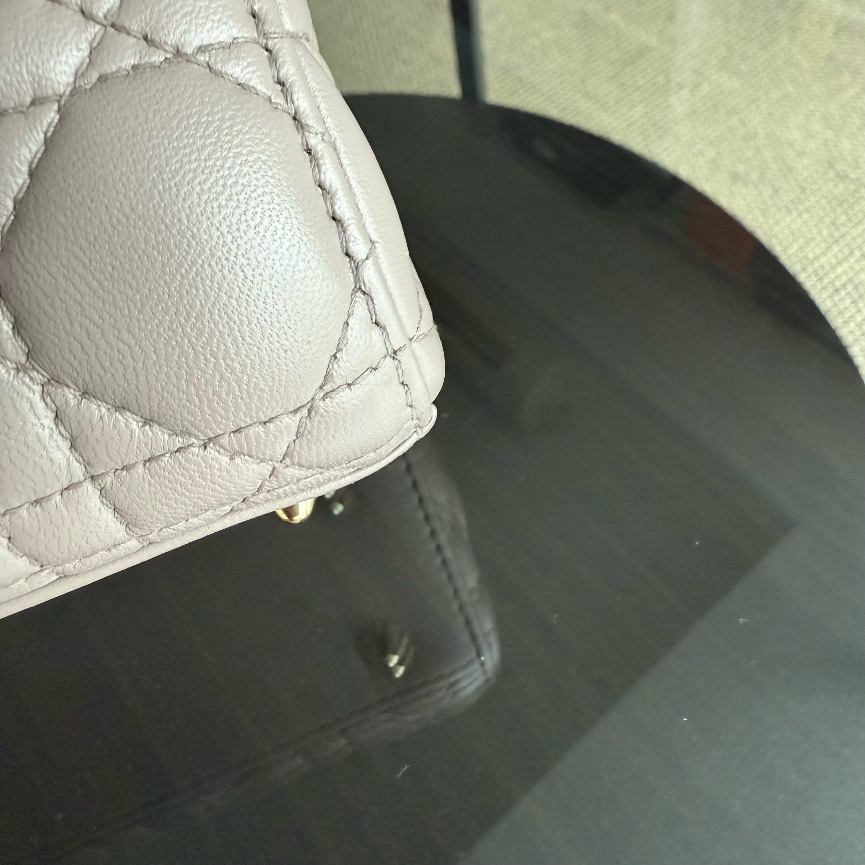 Dior Lady Small Flap - Cannage Lambskin Blush Pink Beige Gold Hardware