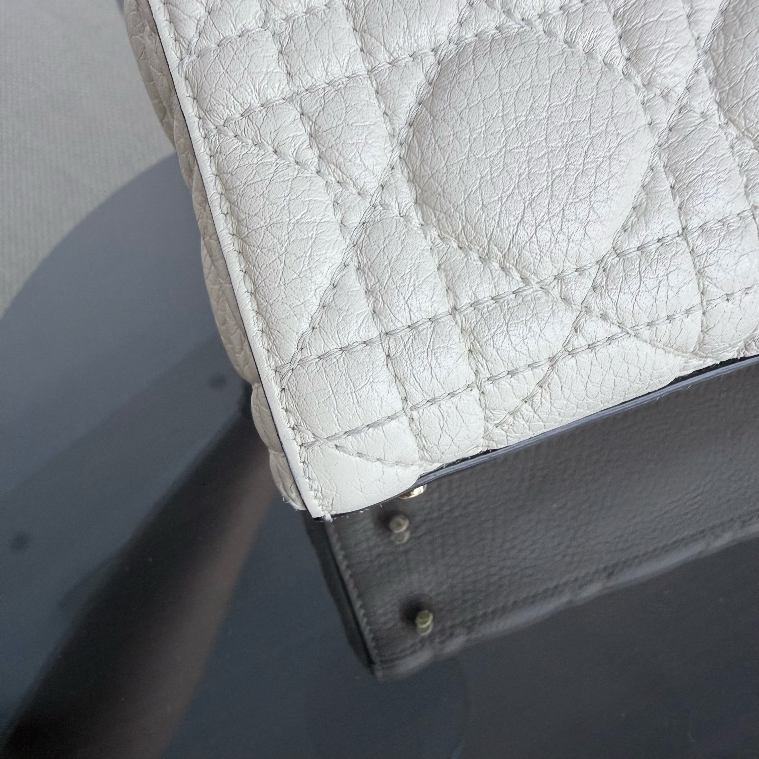 Dior Lady Mini - Cannage Grained Calfskin White Gold Hardware