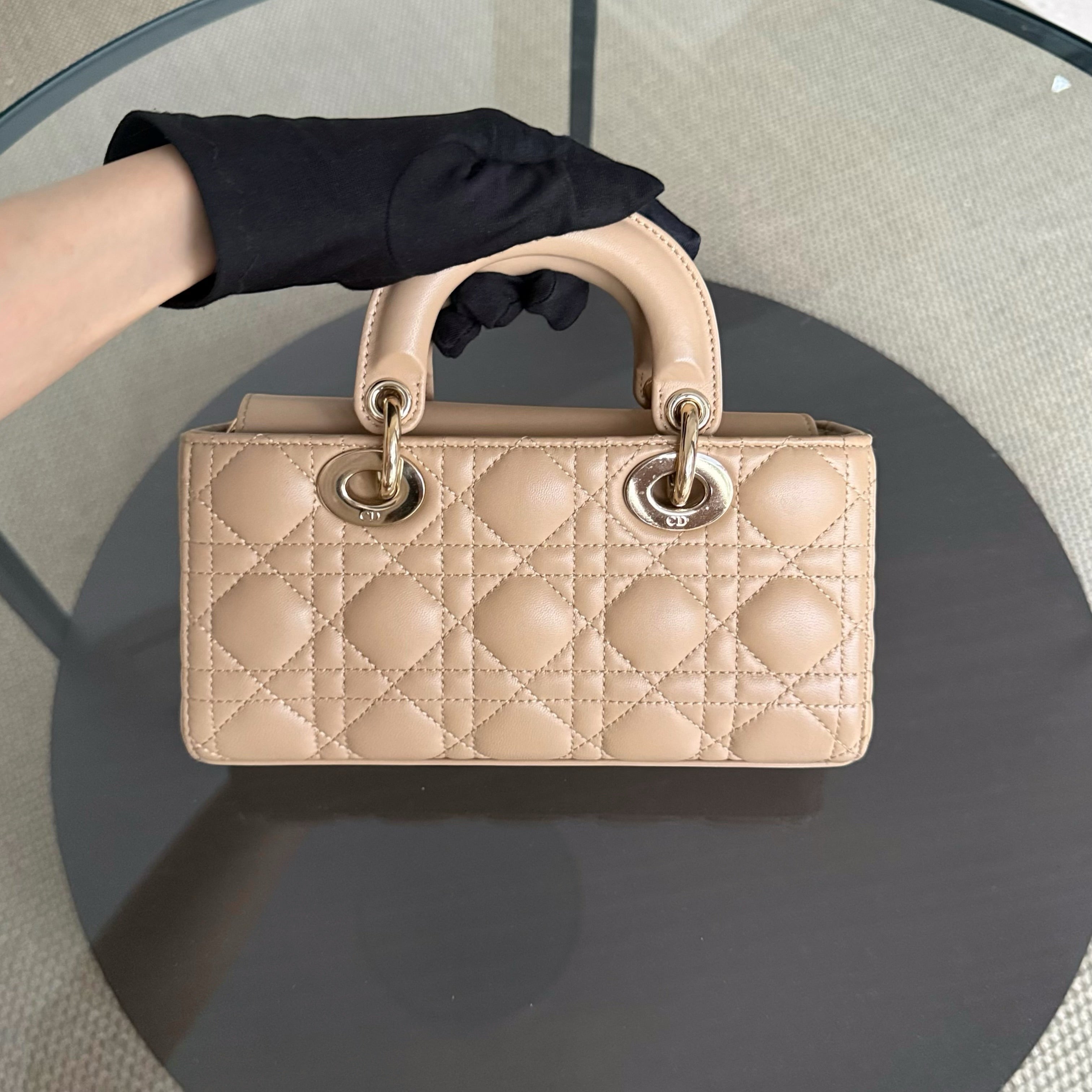 Dior D-Joy Small Lady - Cannage Lambskin Caramel Beige Gold Hardware