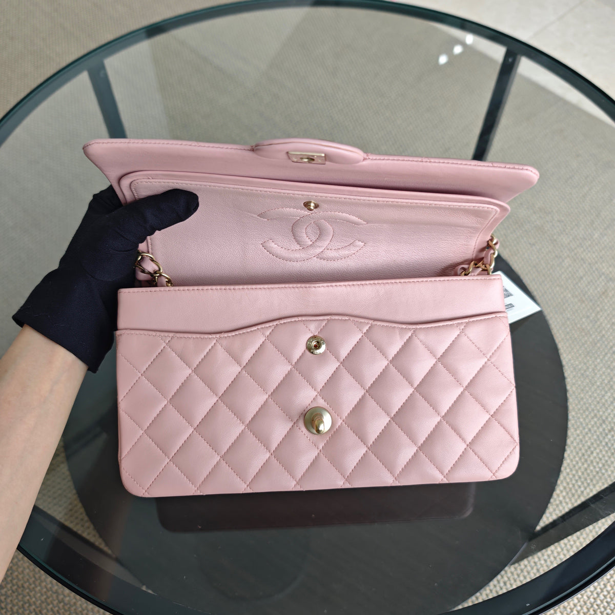 Chanel Classic Flap Medium - 25CM Quilted Lambskin Light Sakura Pink Gold Hardware Series 20
