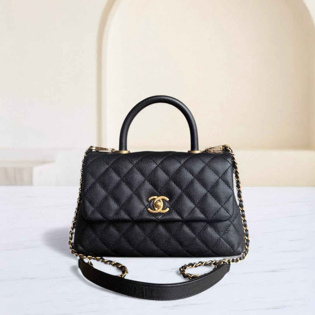 Chanel Coco Handle Small - Caviar Quilted Black Gold Hardware Series 24