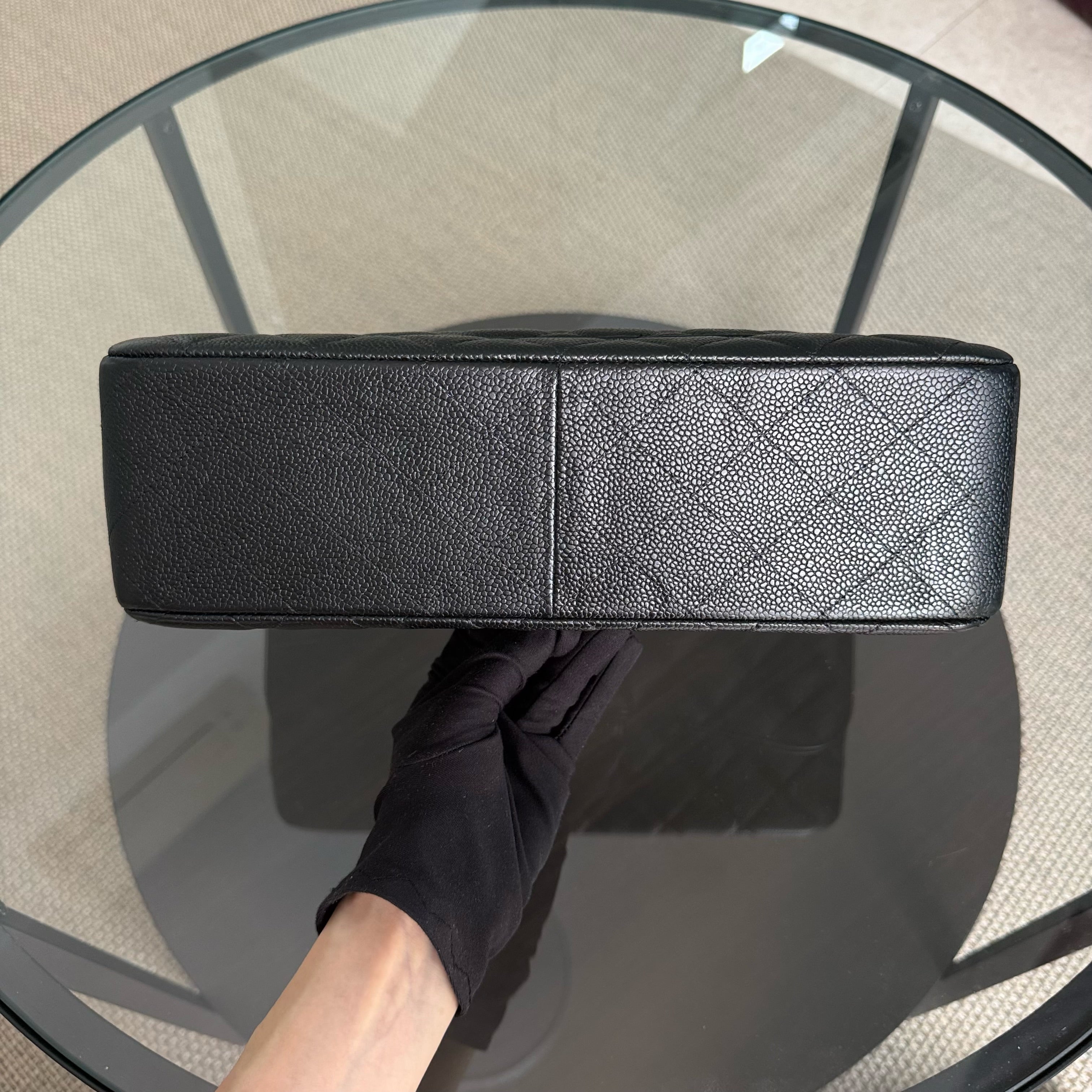 Chanel Classic Flap Jumbo - Caviar 30CM Single Flap Quilted Black 24K Gold Hardware Series 12