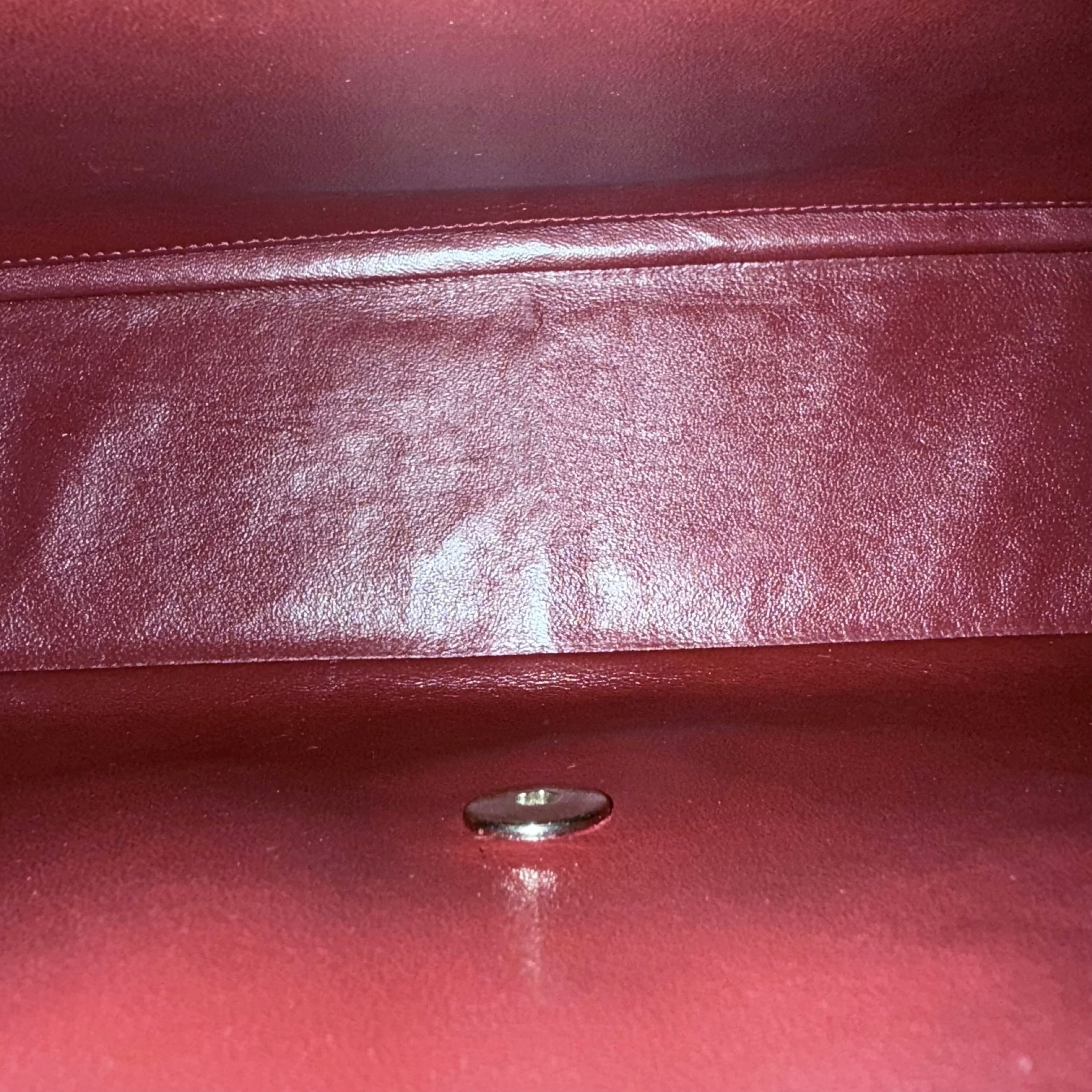 Chanel Classic Flap Jumbo - Caviar 30CM Single Flap Quilted Burgundy Dark Red Gold Hardware Series 13