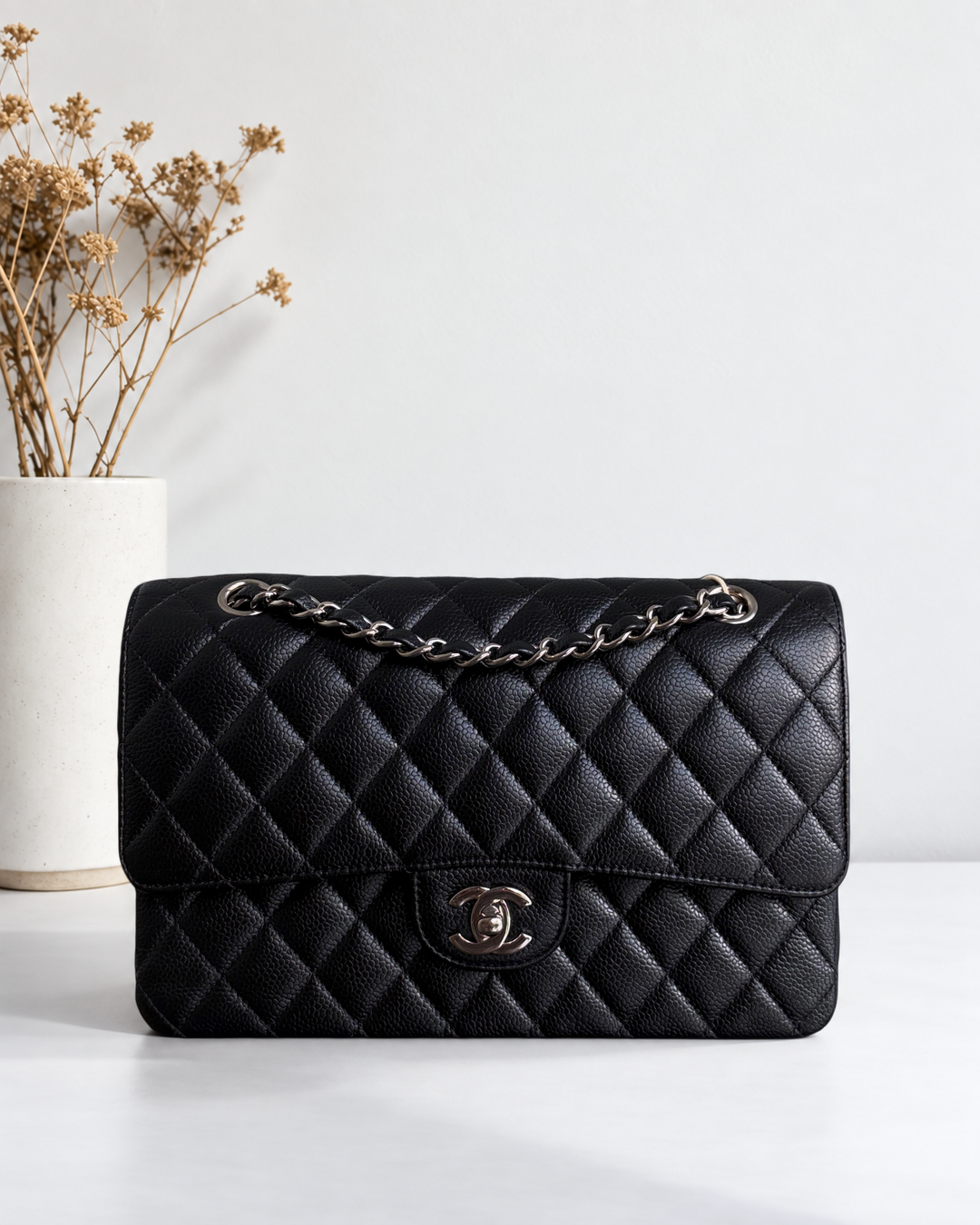Chanel Classic Flap Medium - Caviar 25CM Quilted Black Silver Hardware Series 21