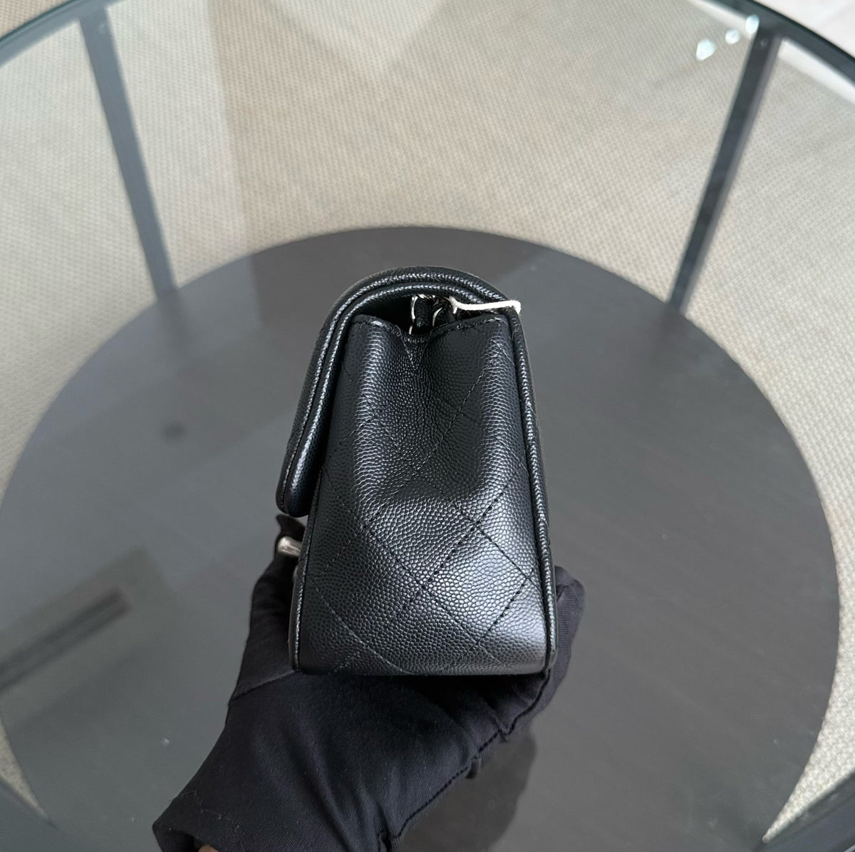 Chanel Classic Flap Mini Square - Caviar Quilted Black Silver Hardware Series 24