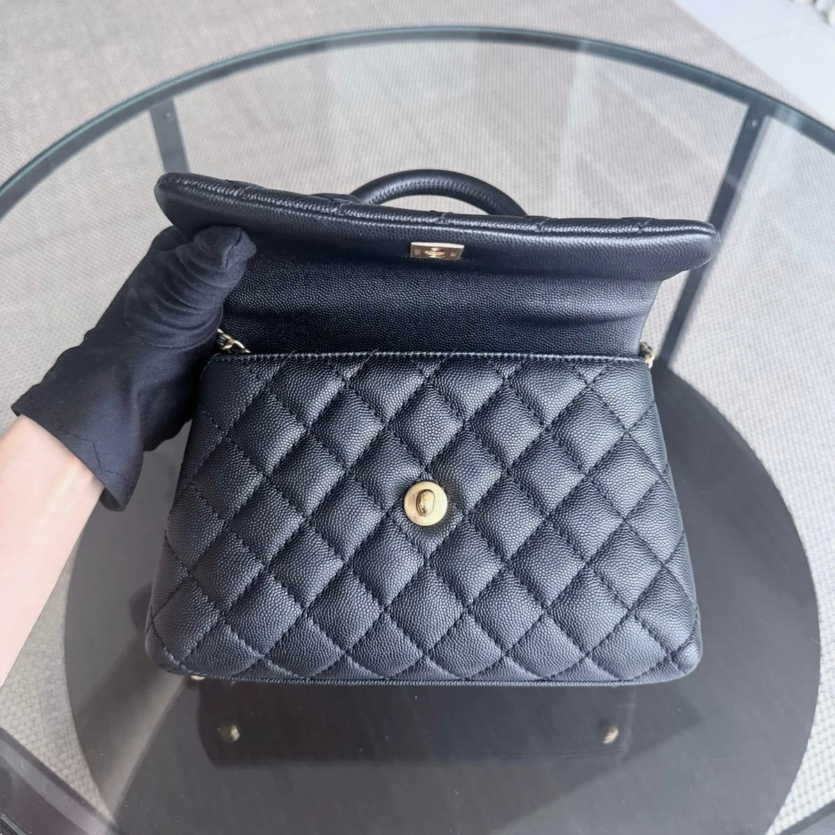 Chanel Coco Handle Small - Caviar Quilted Black Gold Hardware