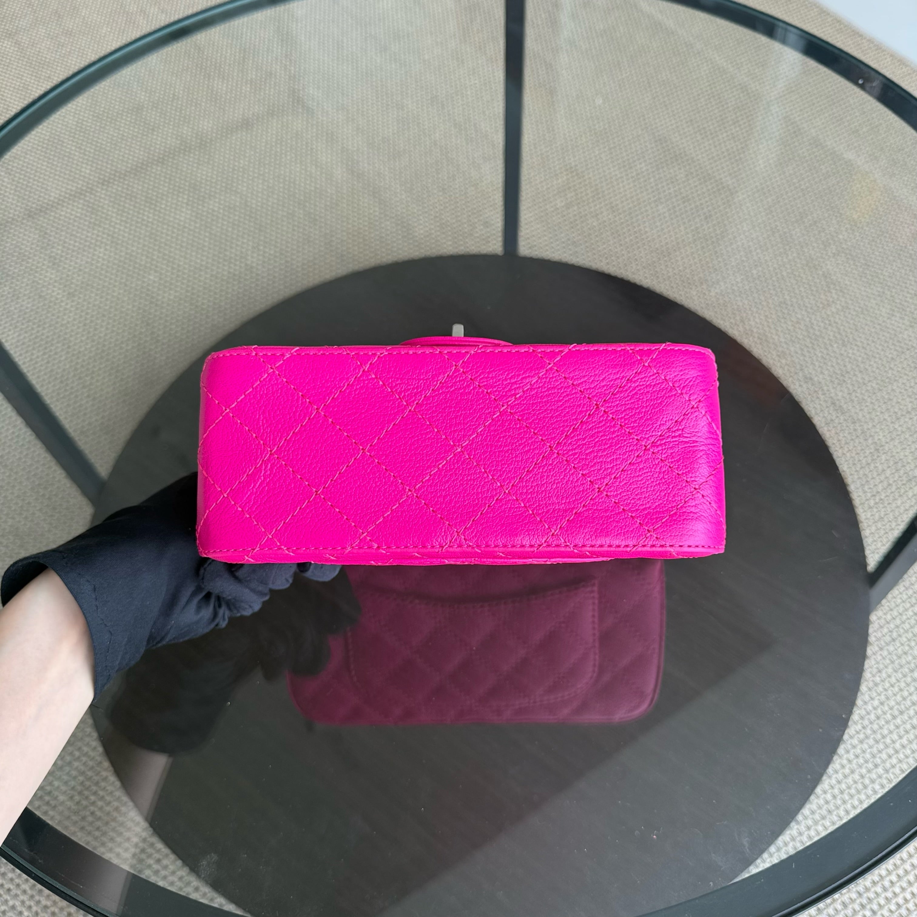 Chanel 2.55 Reissue Mini - 20CM Quilted Grained Calfskin Pink Silver Hardware Series 28