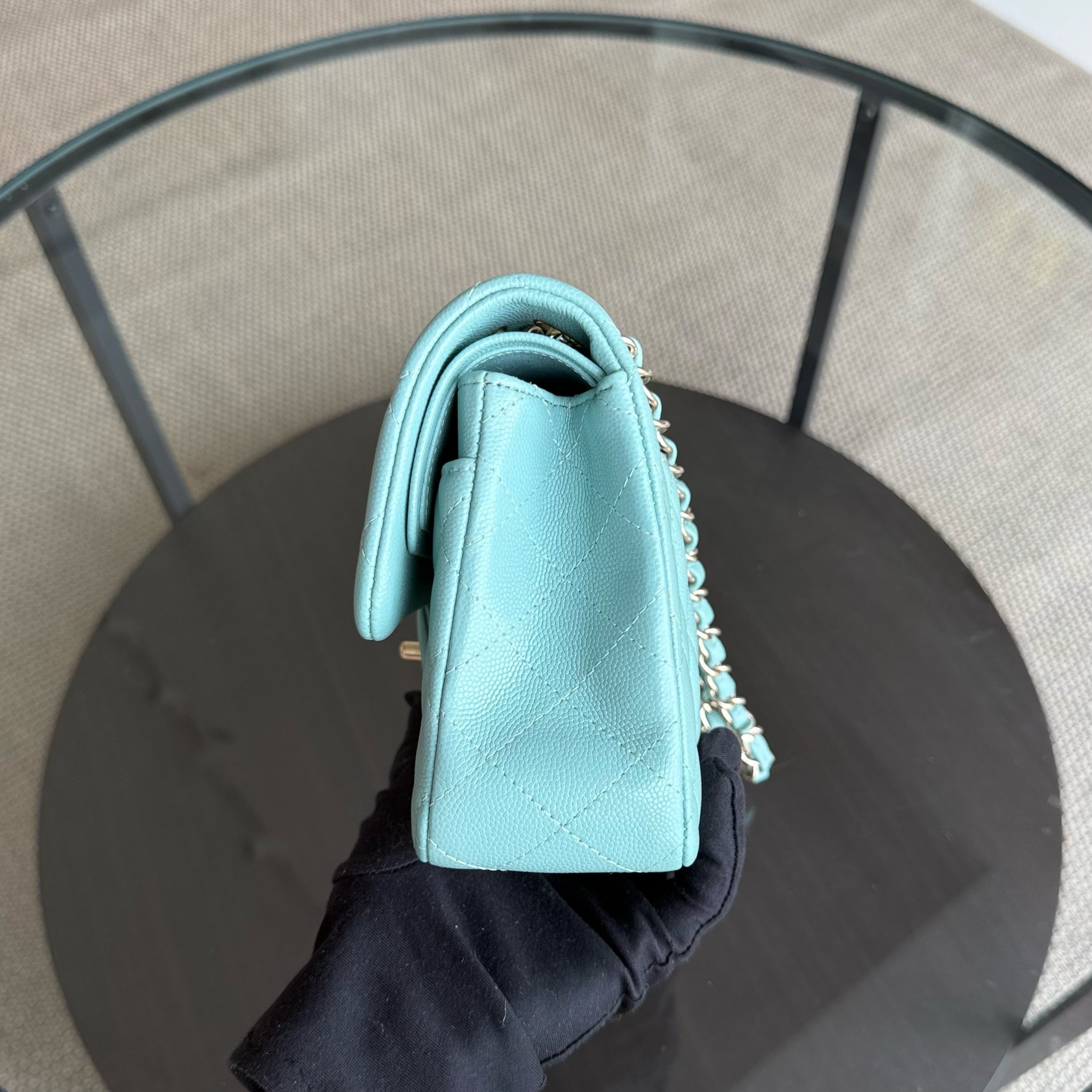 Chanel Classic Flap Small - Caviar 23CM Quilted Mint Green Blue Gold Hardware Series 29