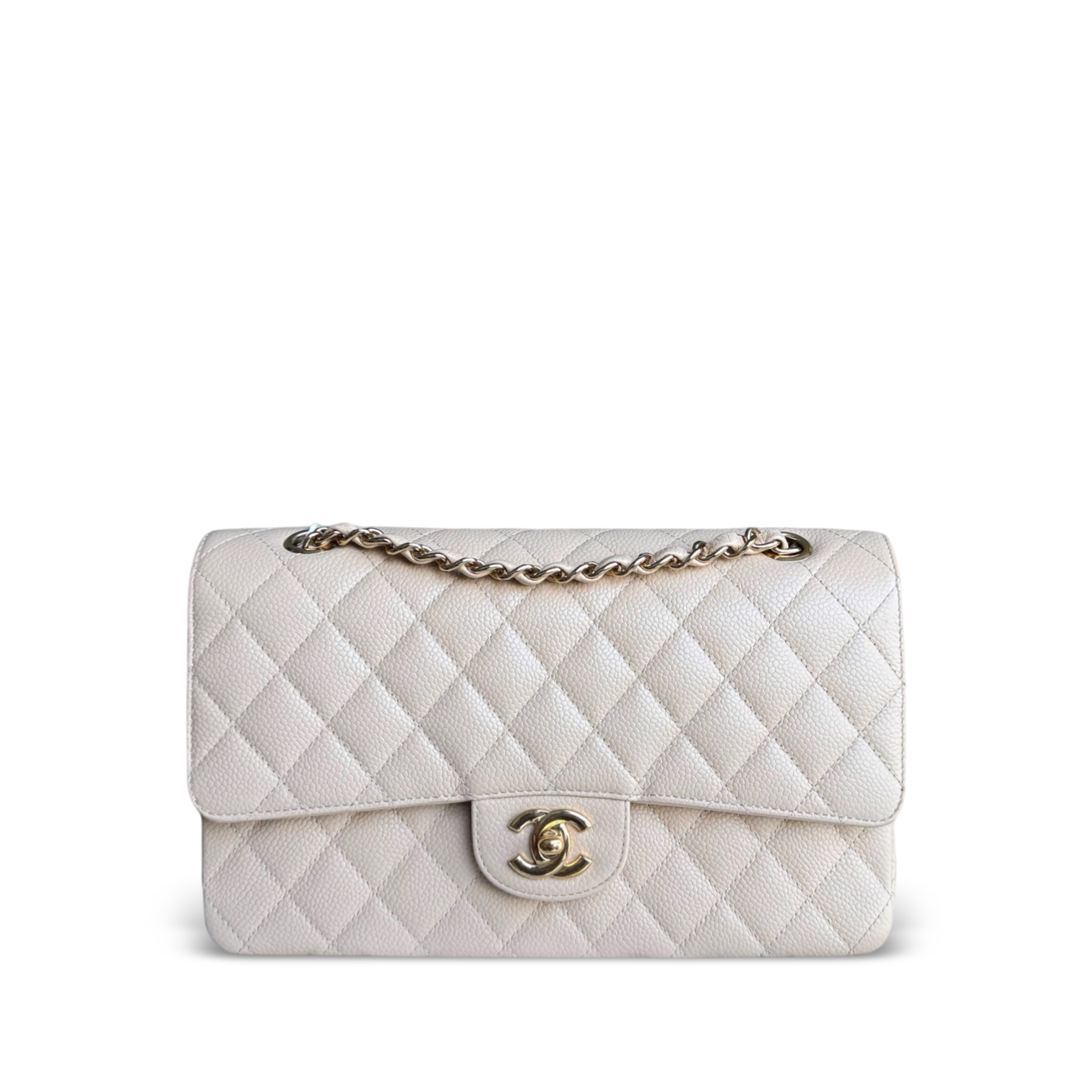 Chanel Classic Flap Medium - Caviar 25CM Quilted Beige Gold Hardware