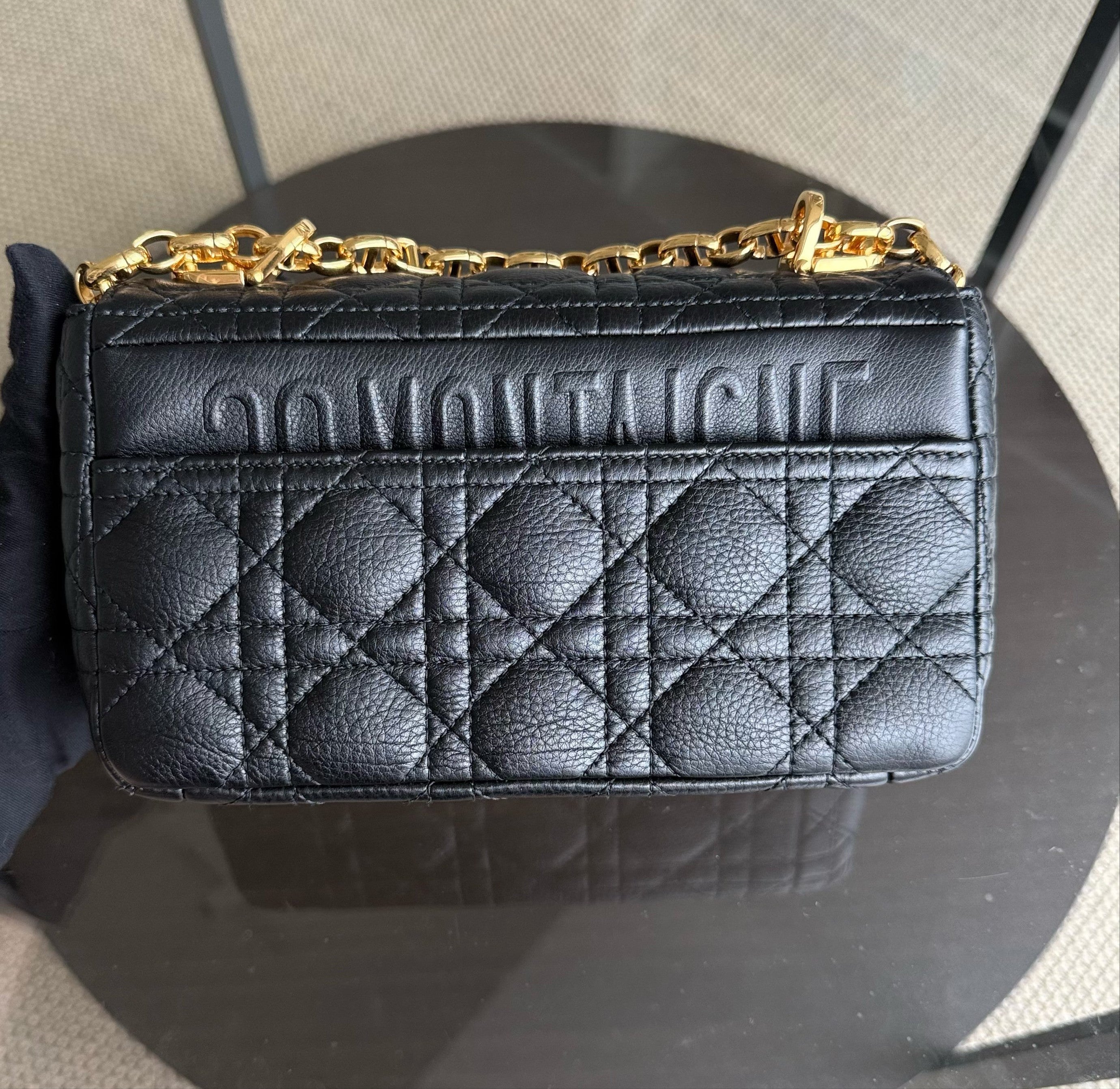 Dior Caro Small - Cannage Grained Calfskin Black Gold Hardware
