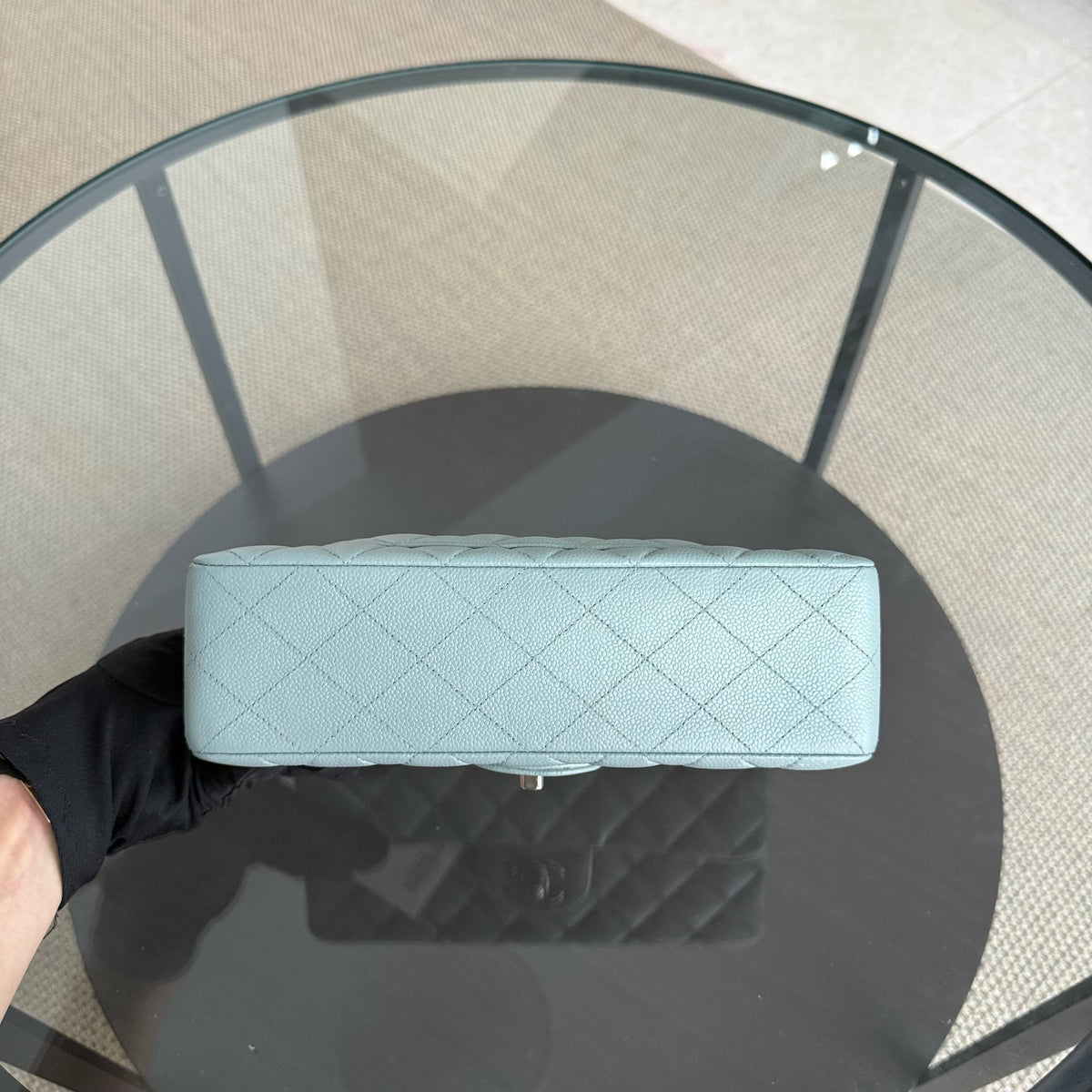 Chanel Classic Flap Small - Caviar 23CM Quilted Light Blue Green Silver Hardware Series 30