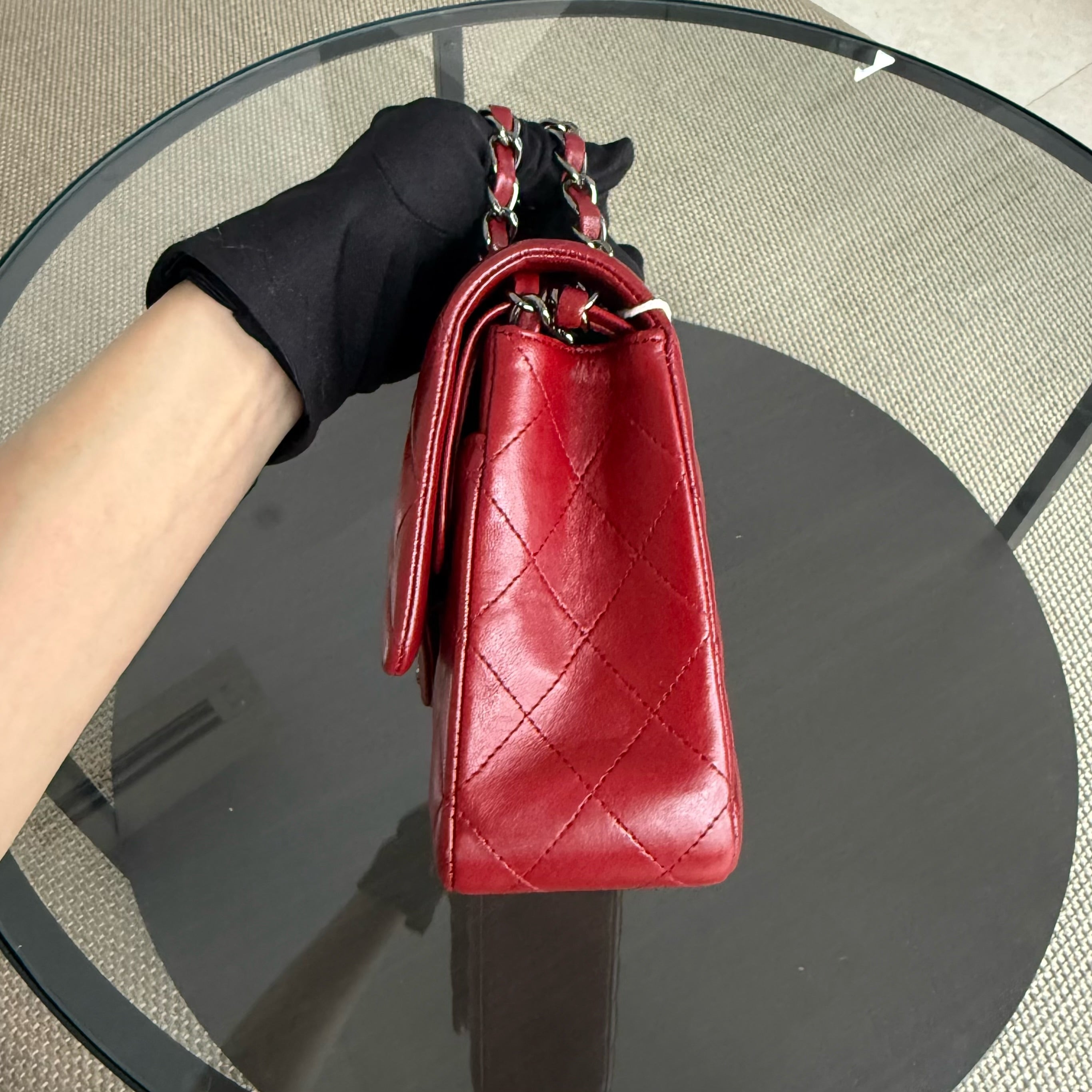 Chanel Classic Flap Medium - 25CM Quilted Lambskin Burgundy Dark Red Silver Hardware Series 18