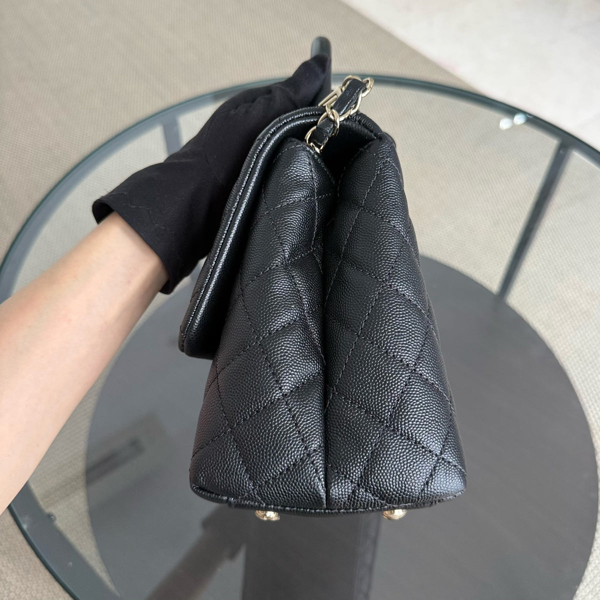 Chanel Coco Handle Medium - Caviar 29CM Quilted Black Gold Hardware Series 31