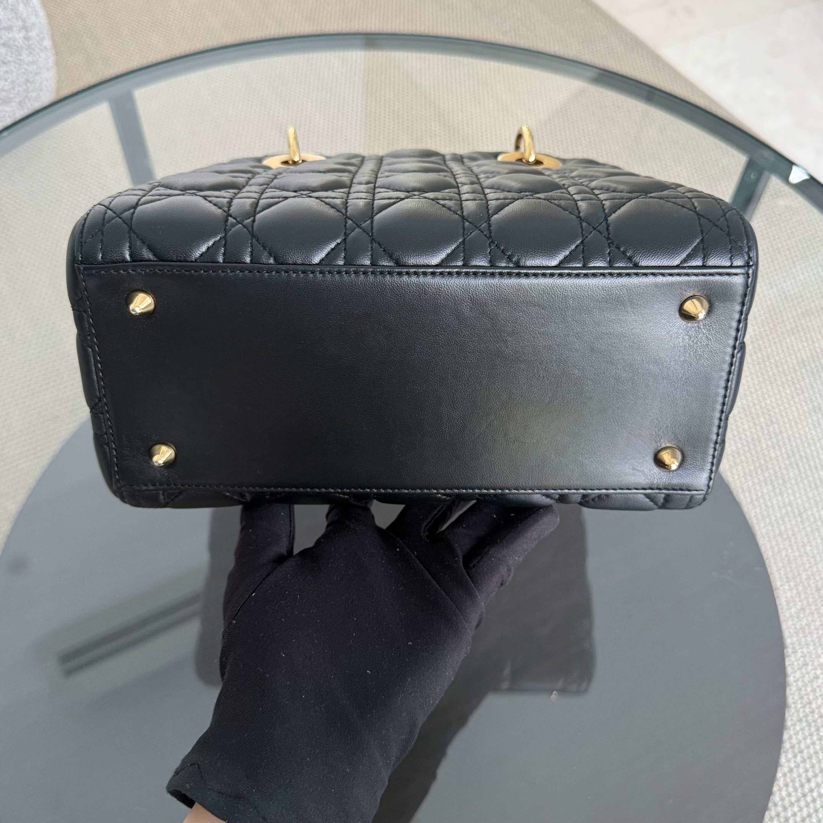 Dior Lady Medium - Cannage Lambskin Black Gold Hardware Adjustable Strap